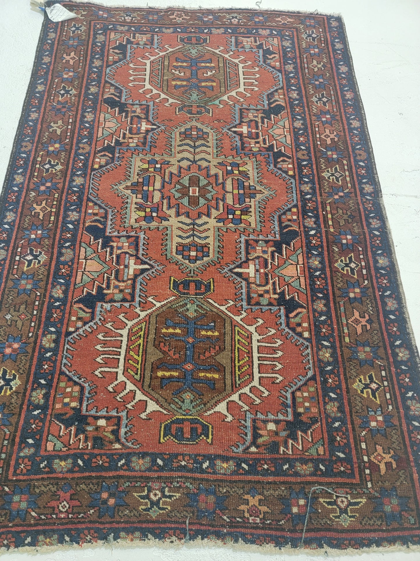 Hand-Knotted Wool Rug Heriz Karajeh 3' x 4'8"