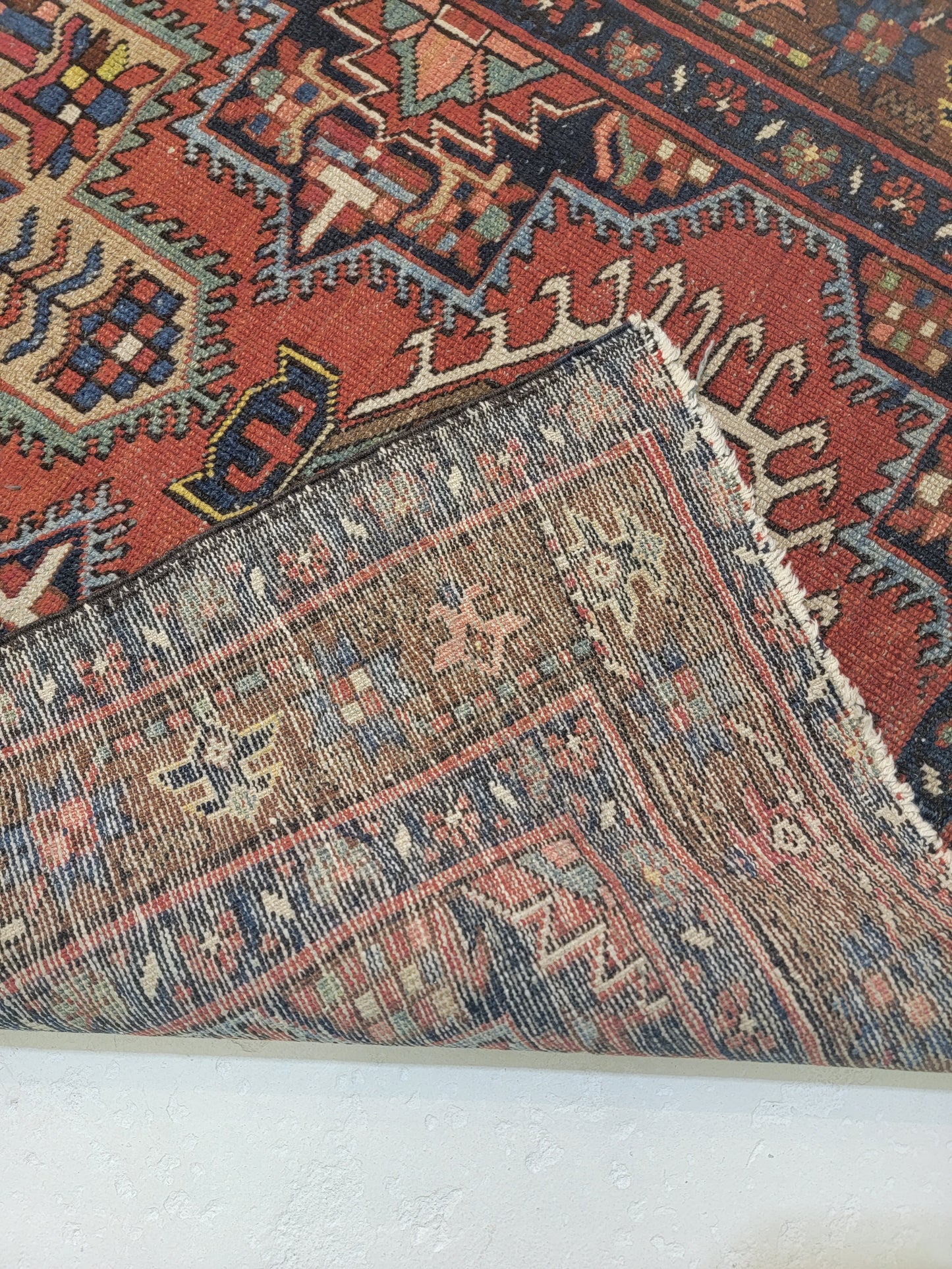 Hand-Knotted Wool Rug Heriz Karajeh 3' x 4'8"