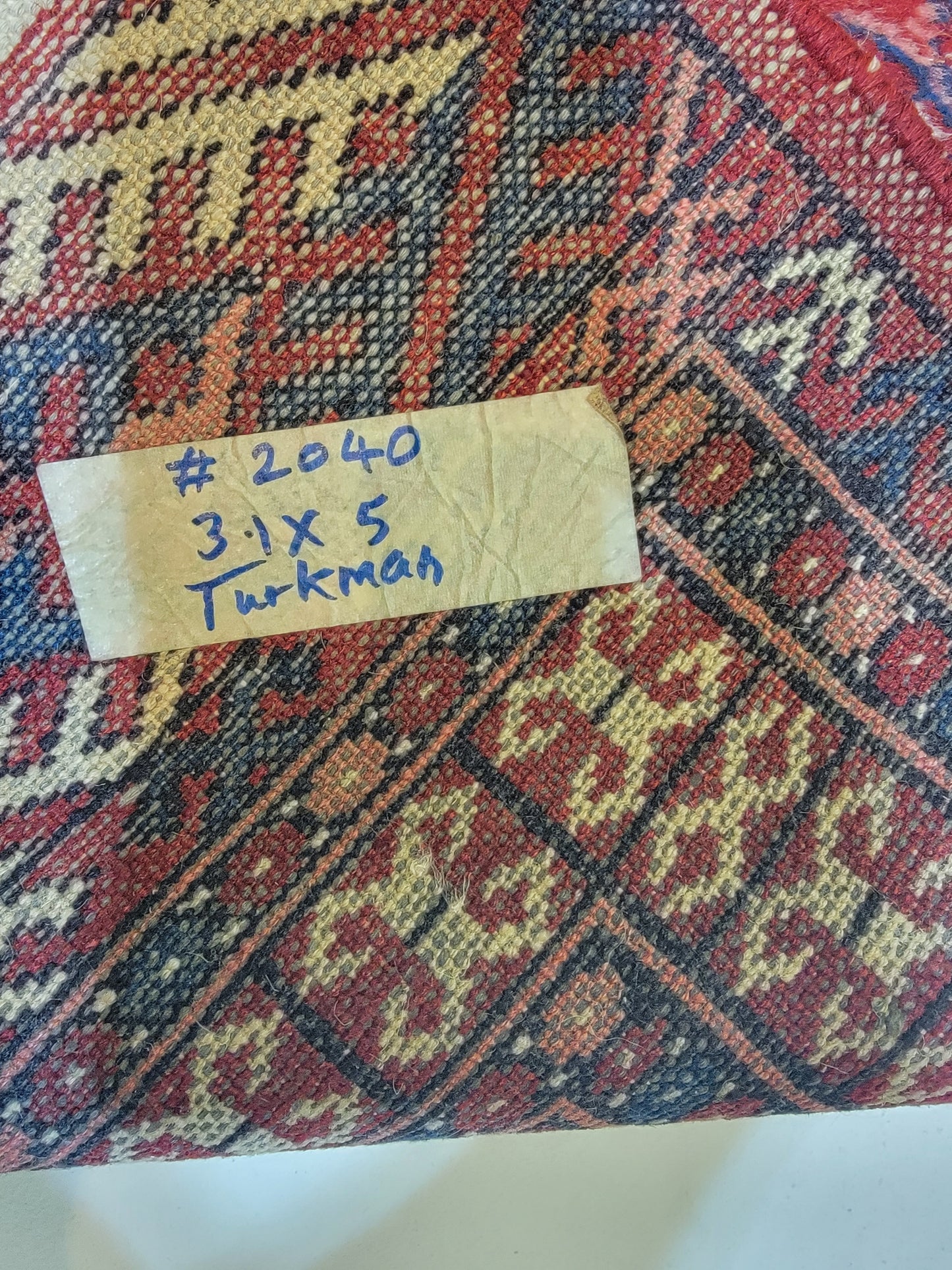 Hand-Knotted Wool Rug Turkmen 3'1" x 5'