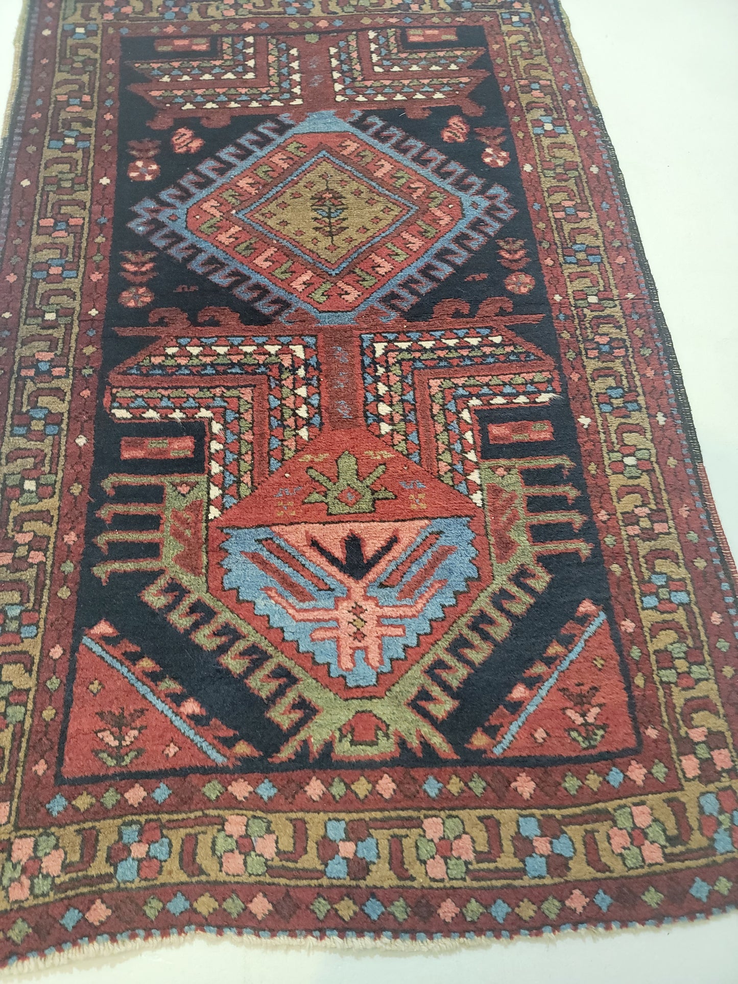 Hand-Knotted Wool Rug Heriz Karajeh 2'10" x 4'8"