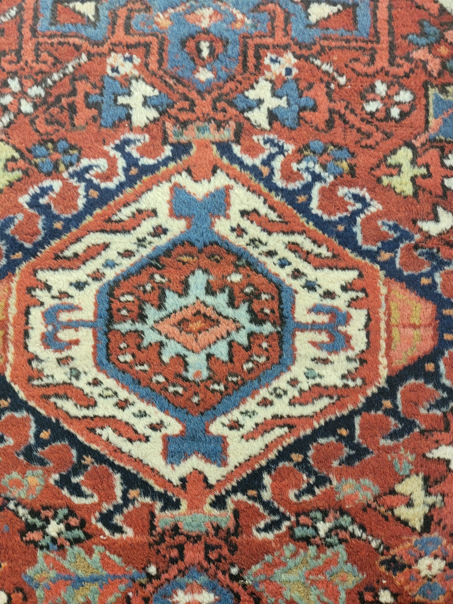 Antique Hand-Knotted Wool Rug Heriz Karajeh 3'4" x 4'4"