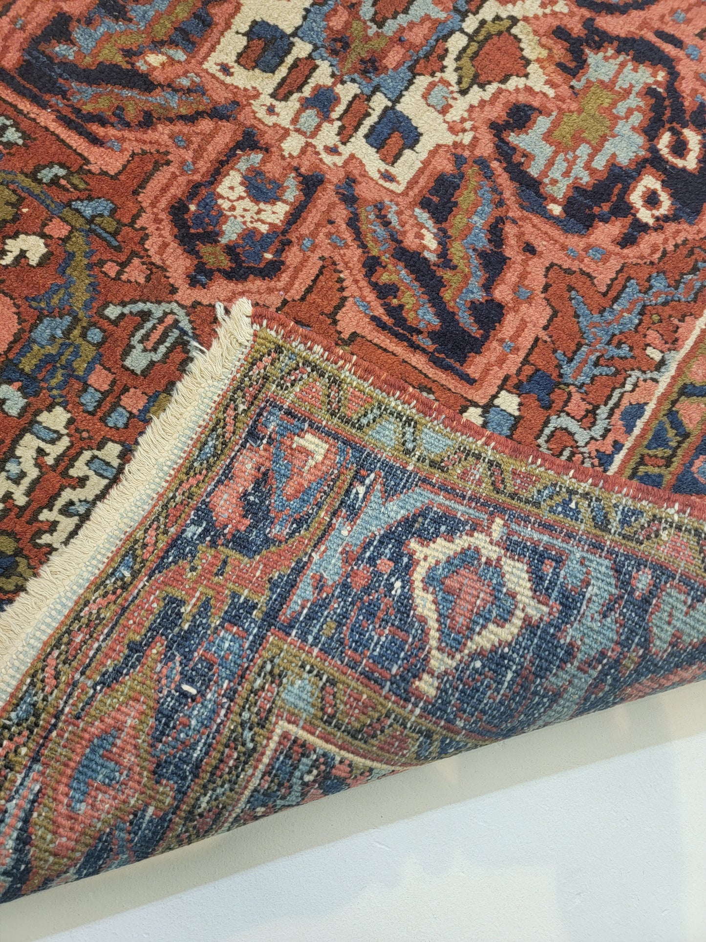 Hand-Knotted Wool Rug Heriz 3'5" x 4'2"