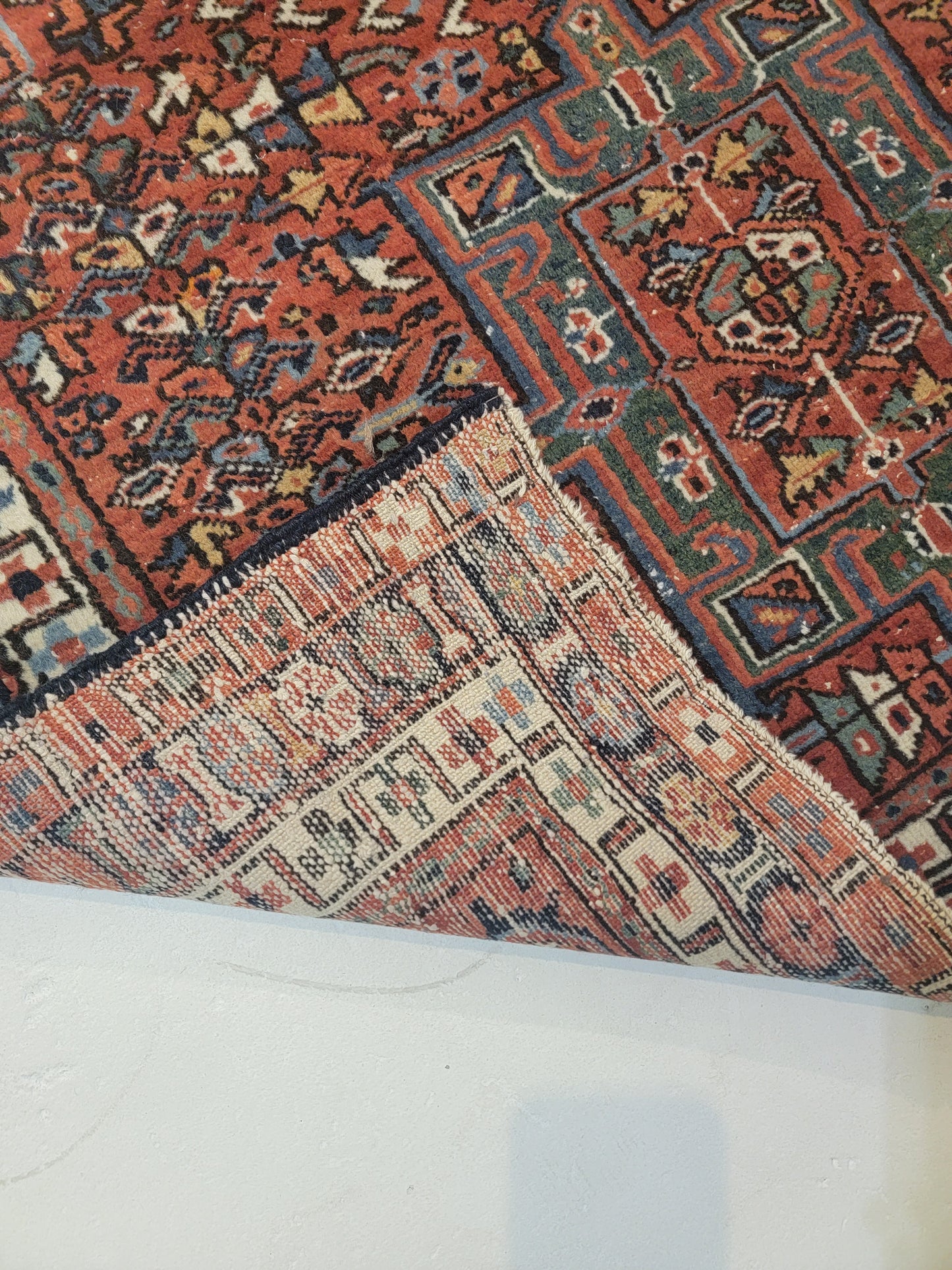Hand-Knotted Wool Rug Heriz Karajeh 4' x 5'