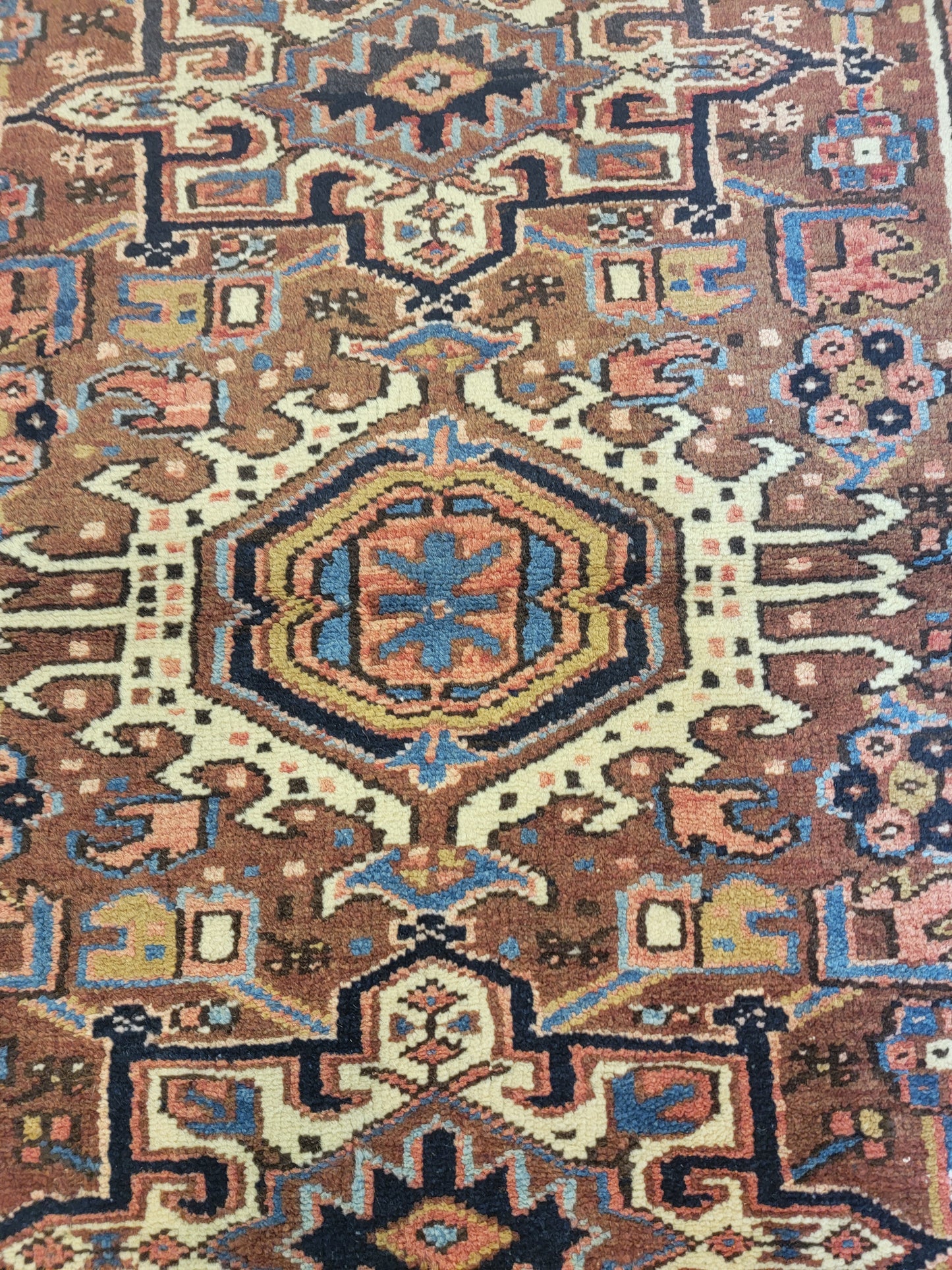 Hand-Knotted Wool Rug Heriz Karajeh 3'9" x 4'3"