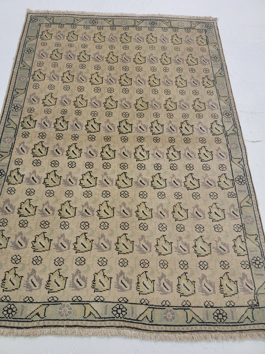 Hand-Knotted Wool Rug 3'3" x 4'6"