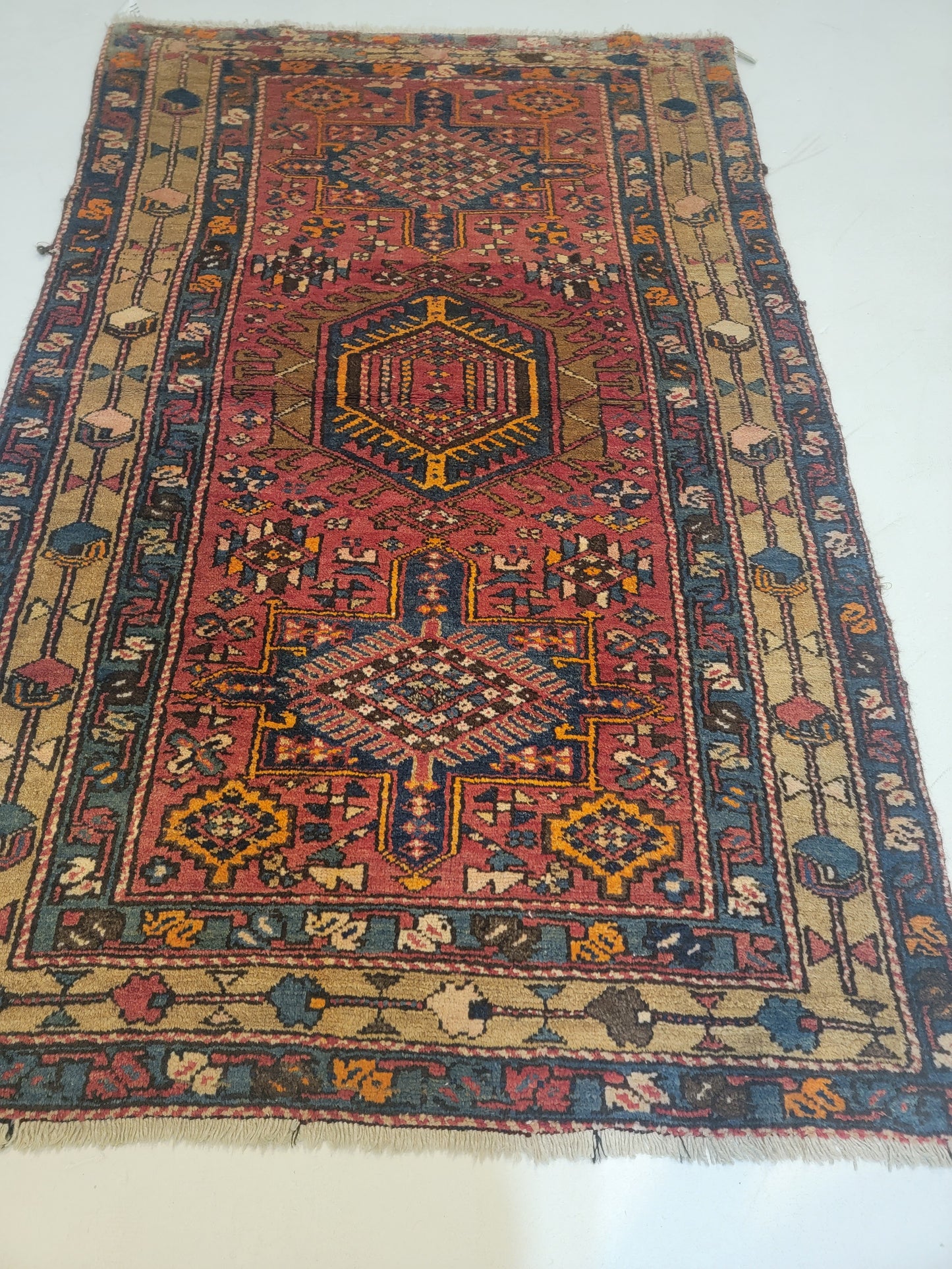 Hand-Knotted Wool Rug Heriz Karajeh 3'3" x 5'5"