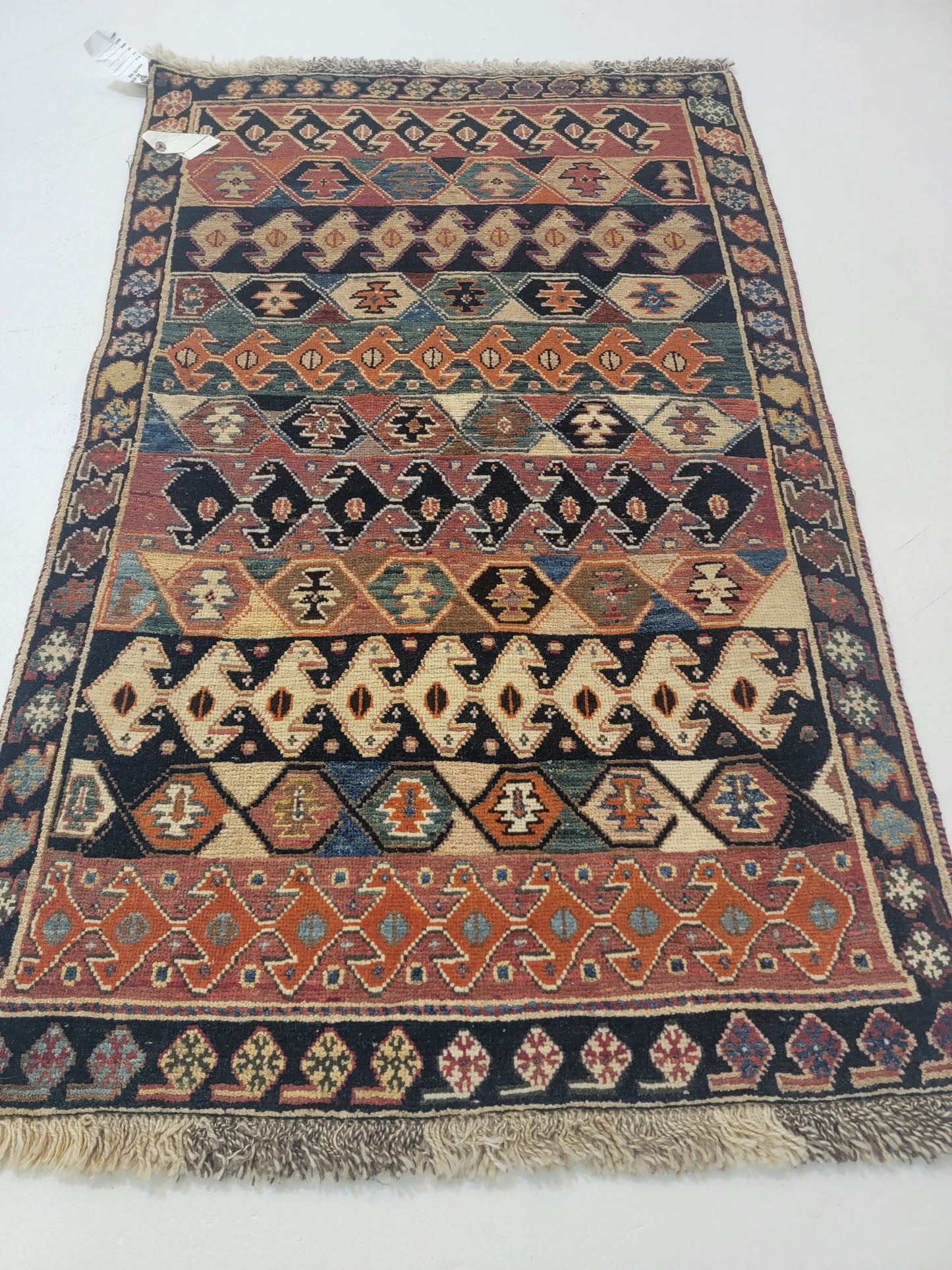 Hand-Knotted Wool Rug Kurdish 2'11" x 4'6"