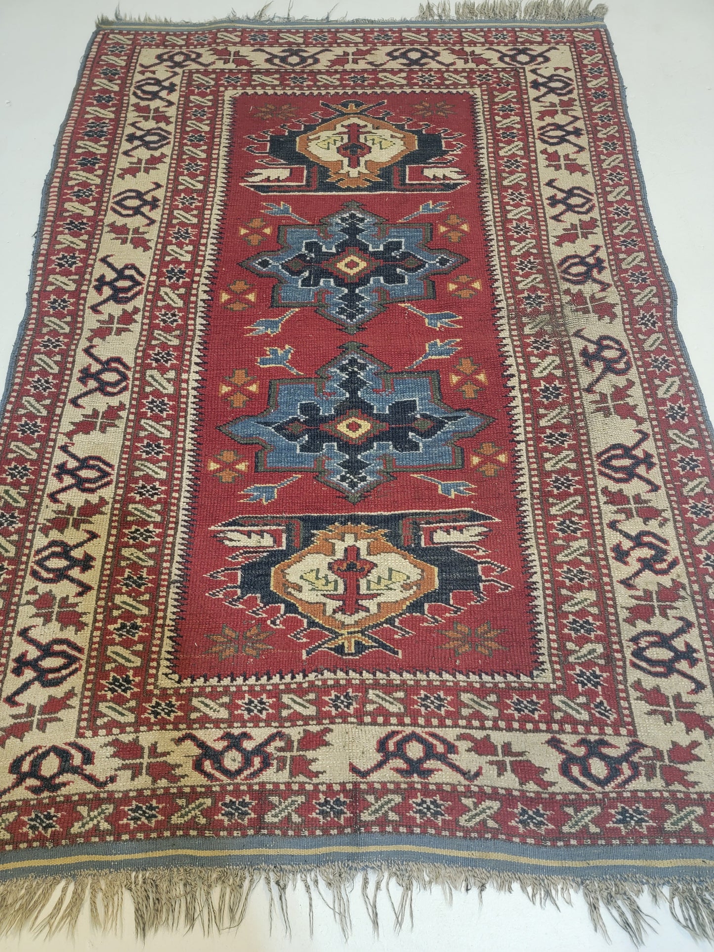 Hand-Knotted Wool Rug Afghani Shirvan 3' x 4'4"