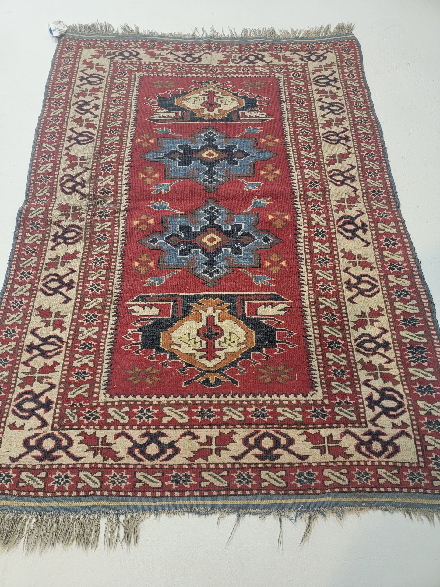 Hand-Knotted Wool Rug Afghani Shirvan 3' x 4'4"