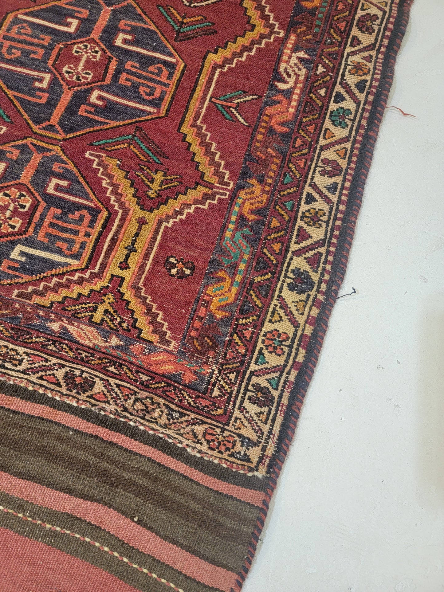 Hand-Knotted Wool Rug Soumak Kilim 2'6" x 5'