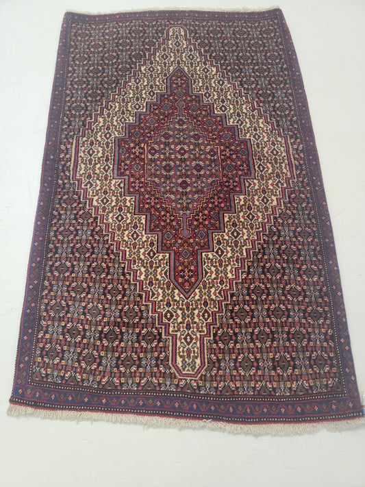 Hand-Knotted Wool Rug Kurdish Senneh 2'5" x 4'1"