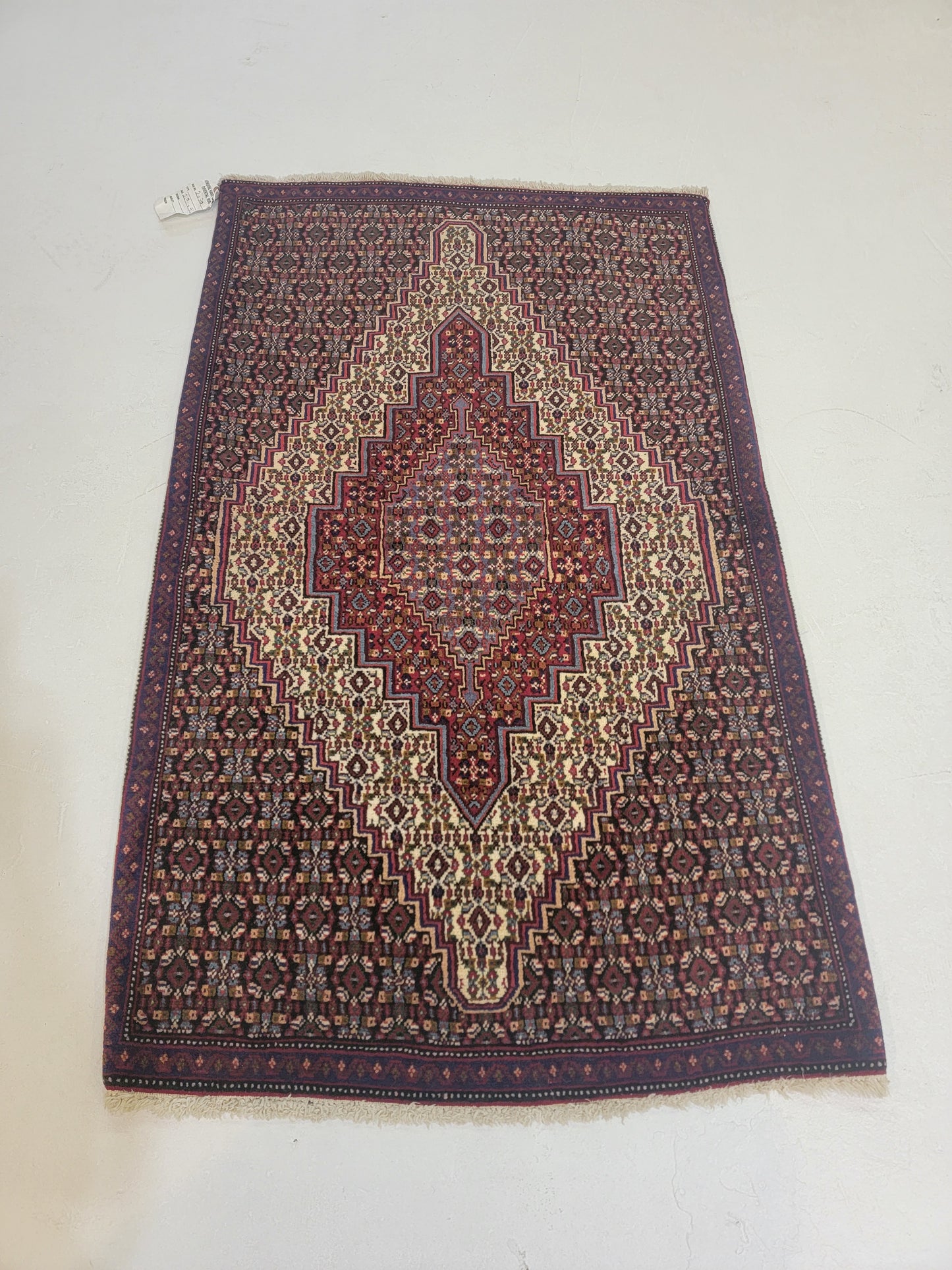 Hand-Knotted Wool Rug Kurdish Senneh 2'5" x 4'1"