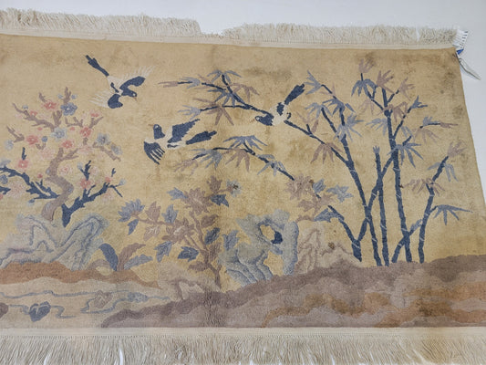 Hand-Knotted Wool Rug Chinese 2'5' x 4'6"