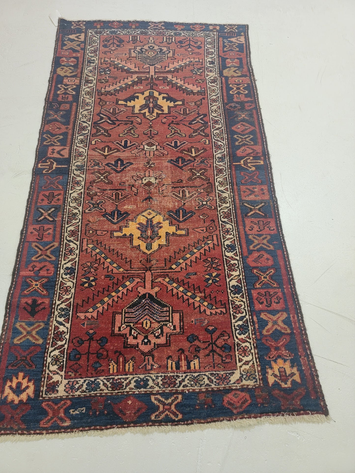 Hand-Knotted Wool Rug Heriz Karajeh 3'1" x 5'9"