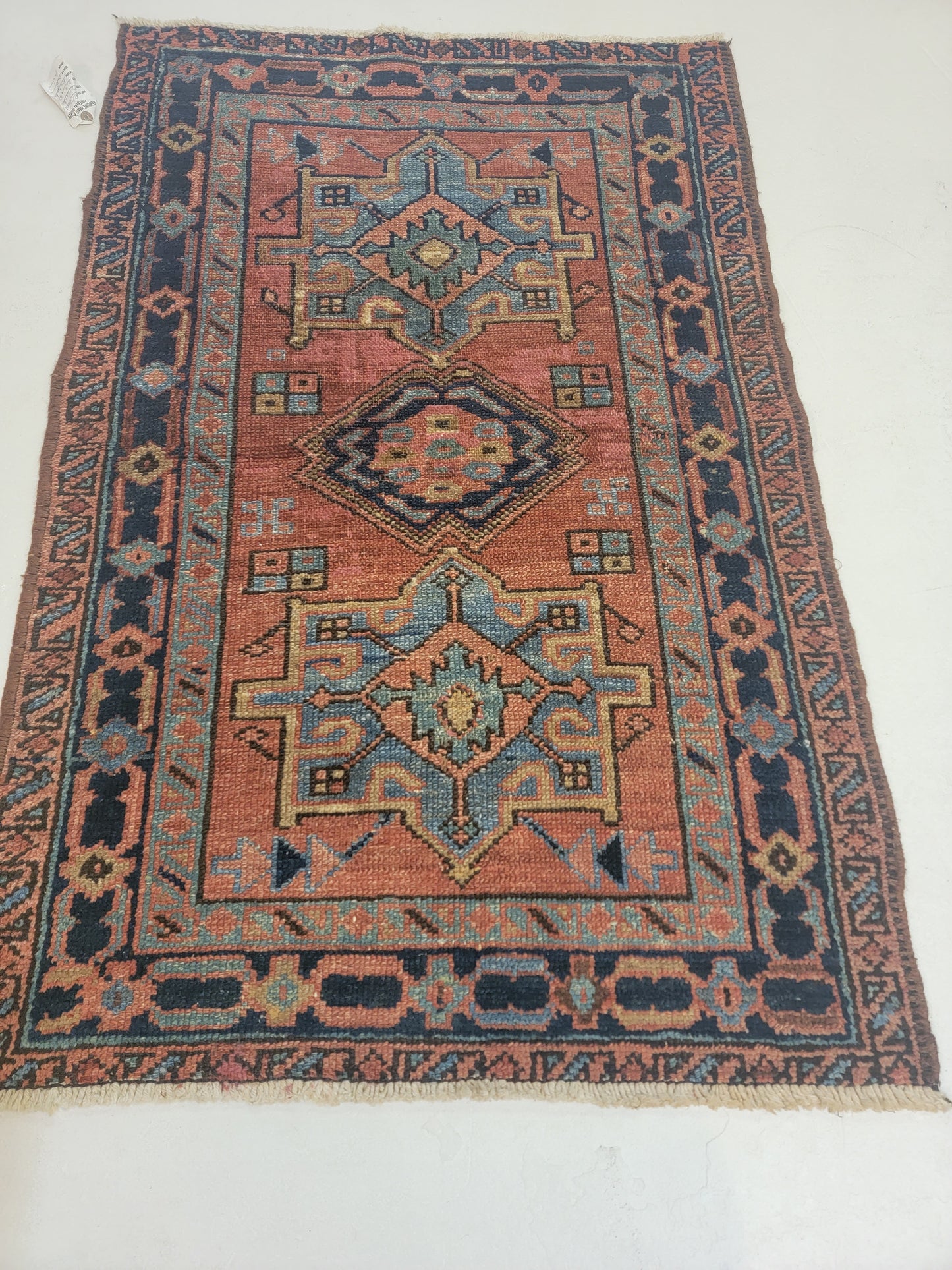Hand-Knotted Wool Rug Heriz Karajeh 2'9" x 4'2"