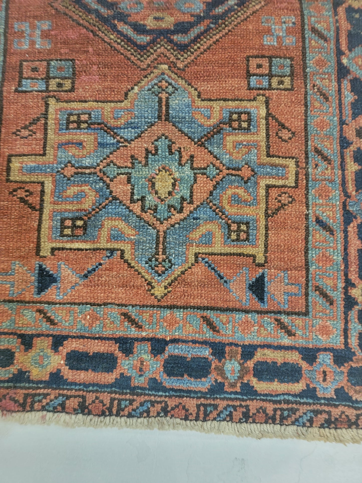 Hand-Knotted Wool Rug Heriz Karajeh 2'9" x 4'2"