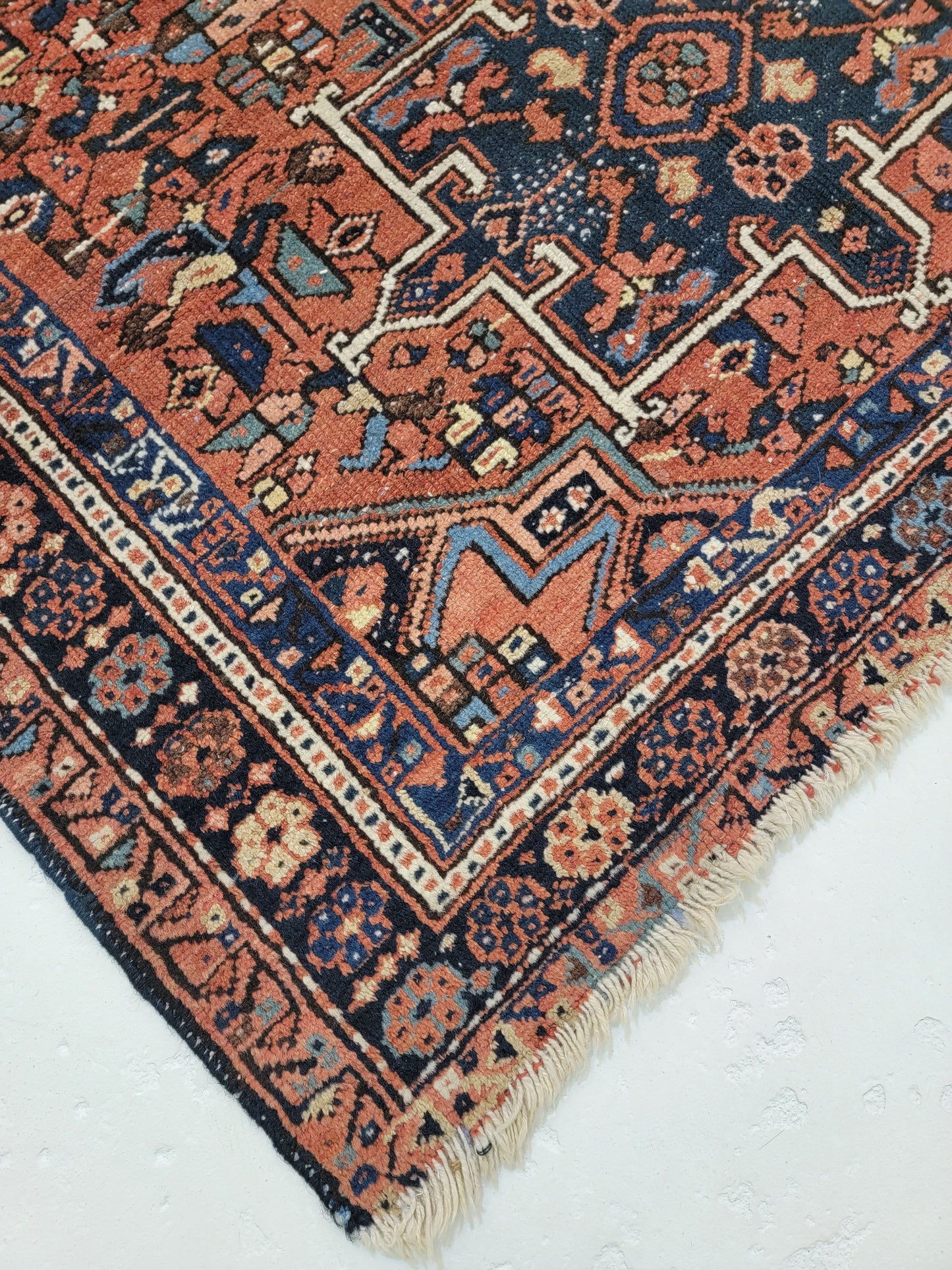Hand-Knotted Wool Rug Heriz Karajeh 3'6" x 4'7"