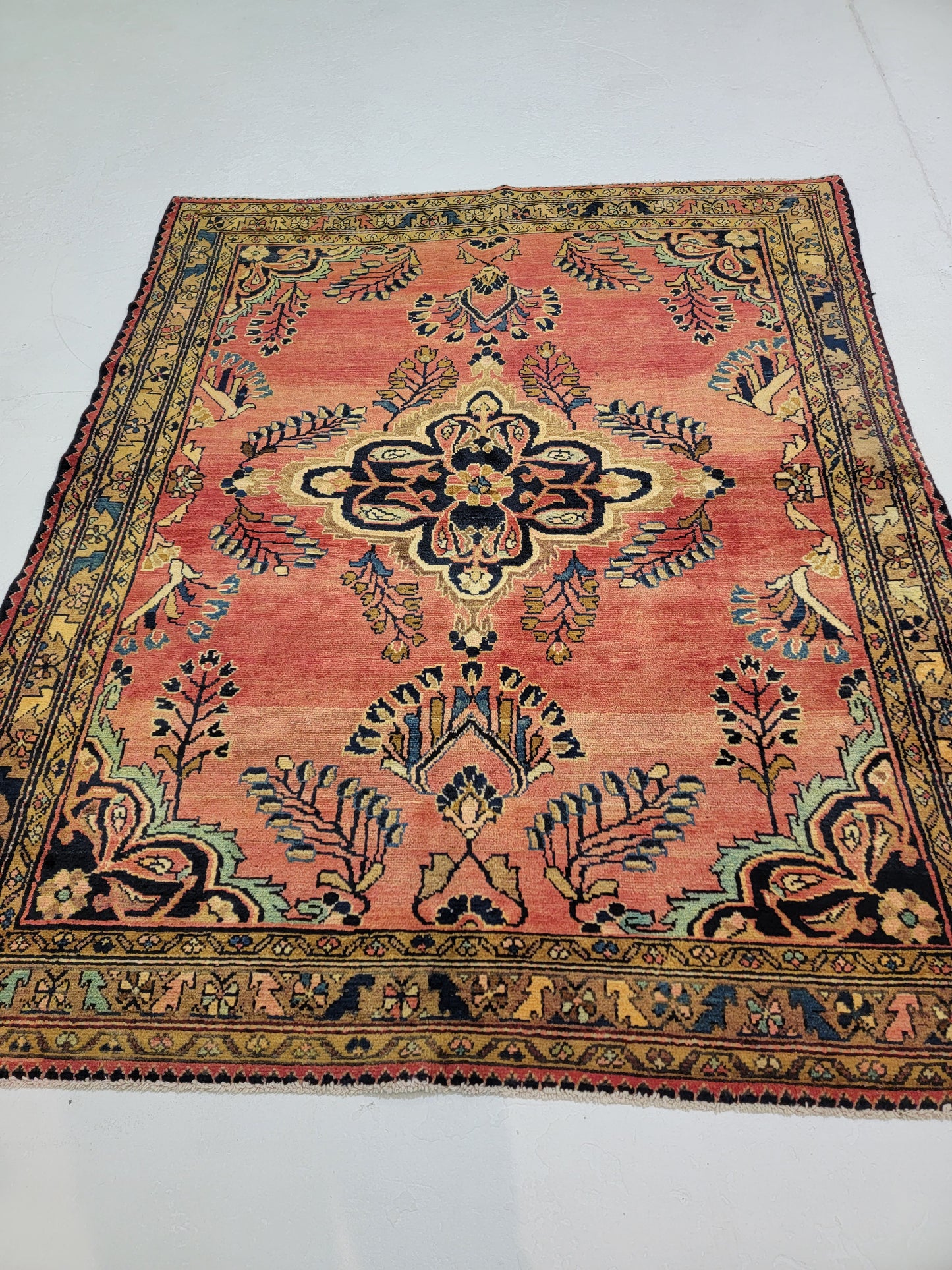 Antique Hand-Knotted Wool Armenian Lillian 5'1" x 6'2"