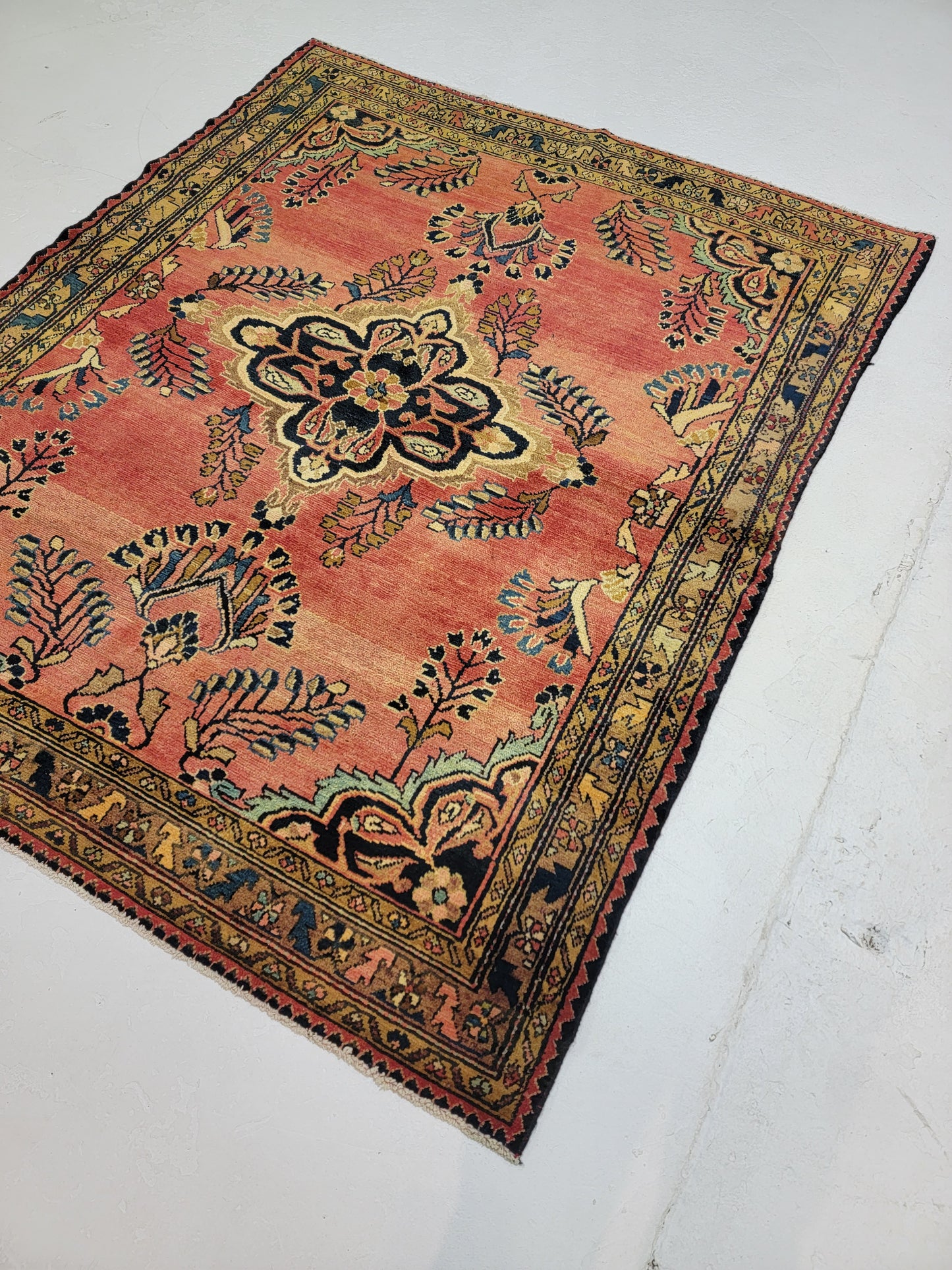 Antique Hand-Knotted Wool Armenian Lillian 5'1" x 6'2"