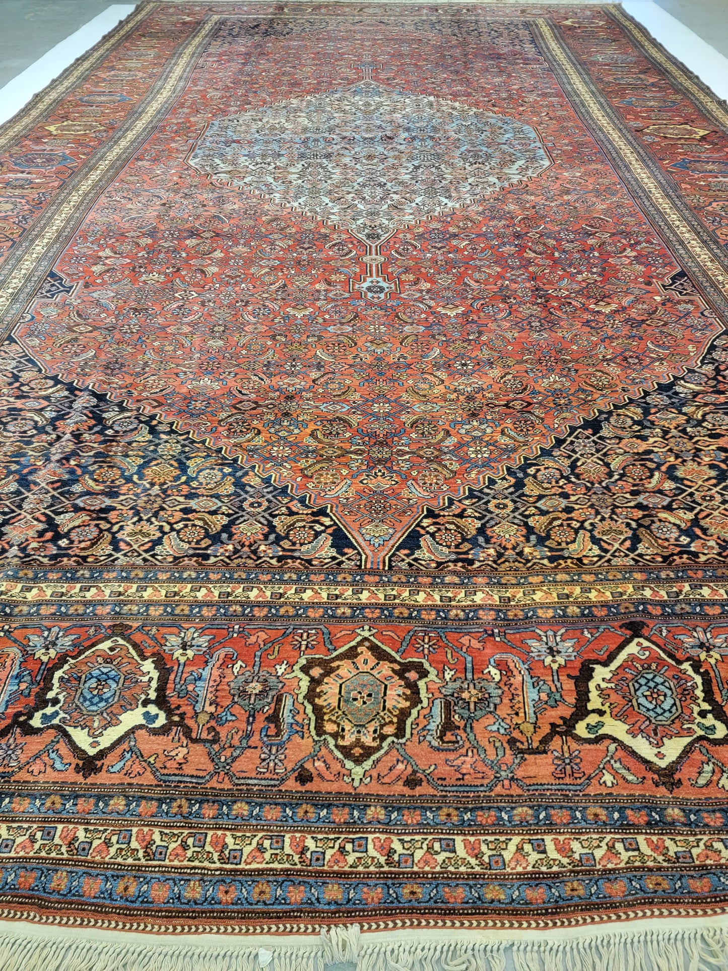 Antique Hand-Knotted Wool Area Rug Bijar Collectible 14'11" x 25'