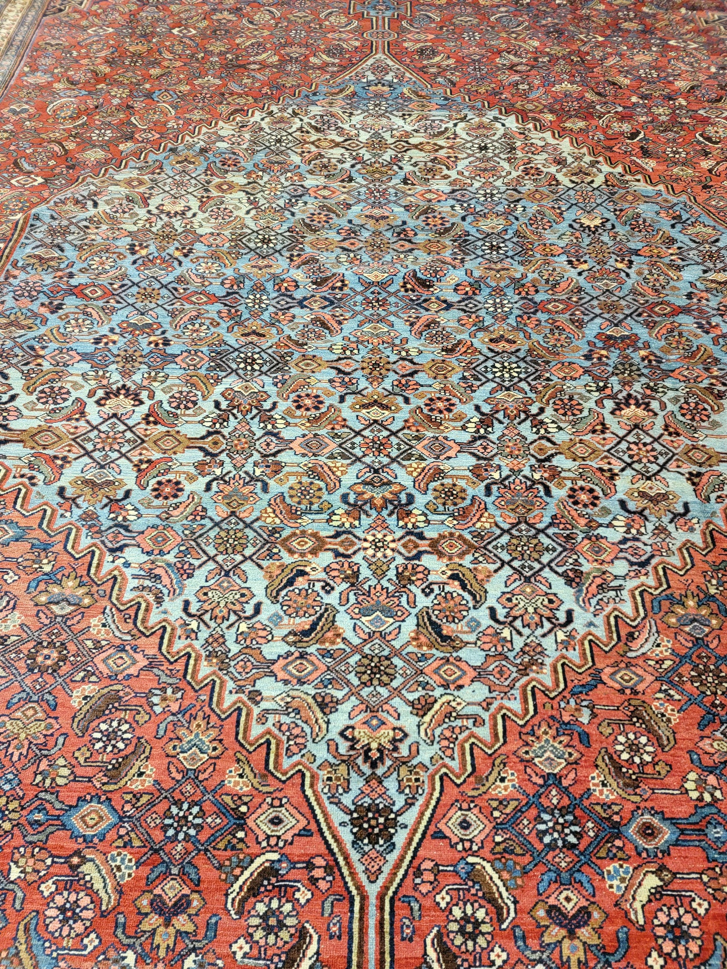 Antique Hand-Knotted Wool Area Rug Bijar Collectible 14'11" x 25'