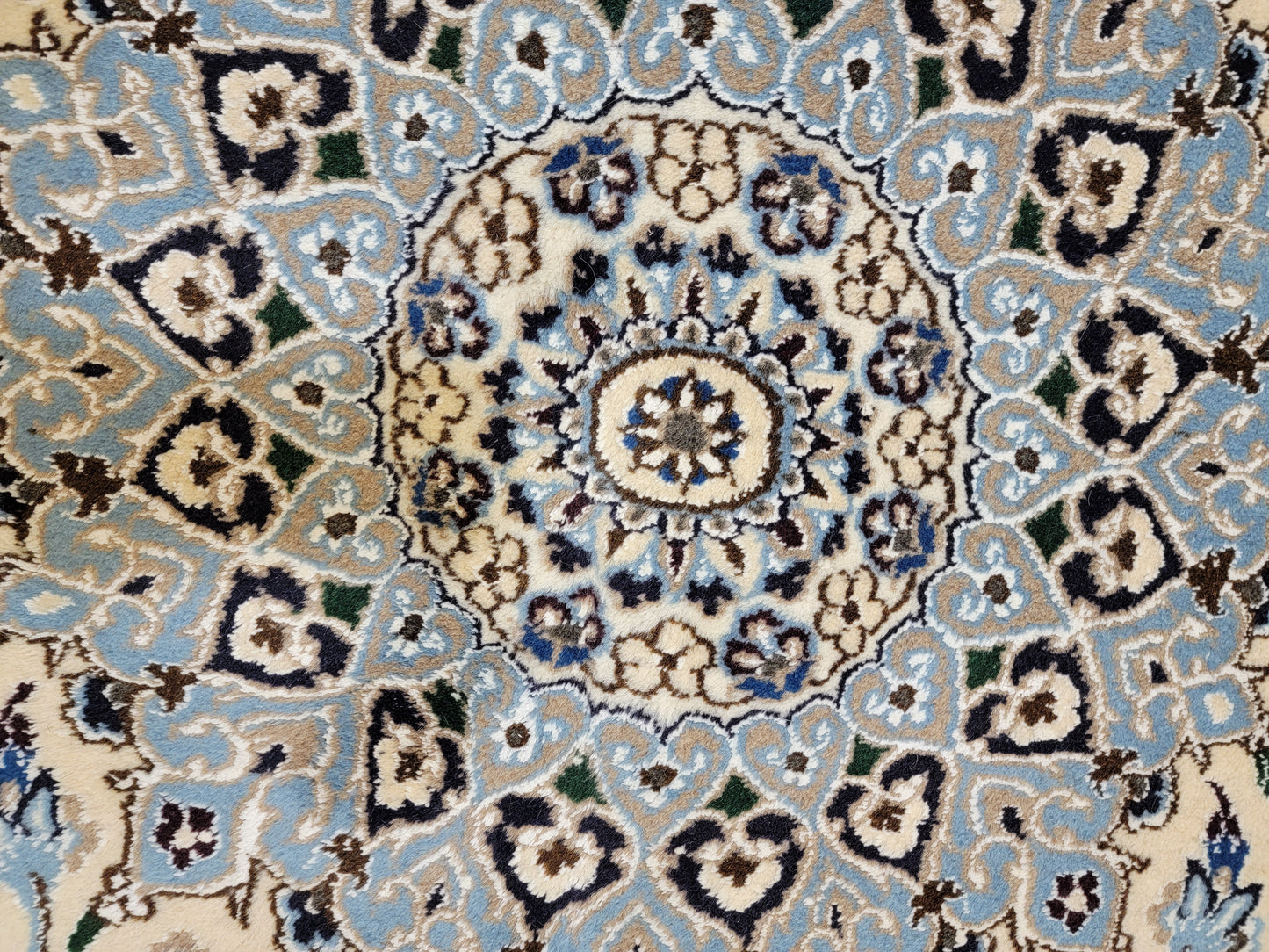 Hand-Knotted Wool and Silk Rug Nain 9'9" x 13'1"