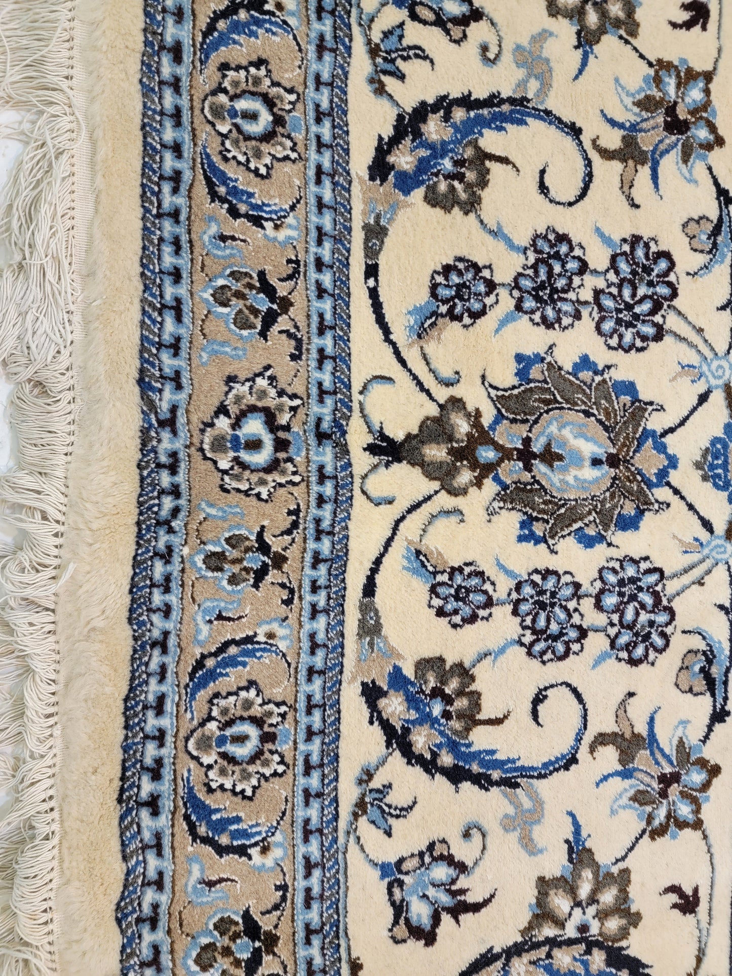 Hand-Knotted Wool and Silk Rug Nain 9'9" x 13'1"