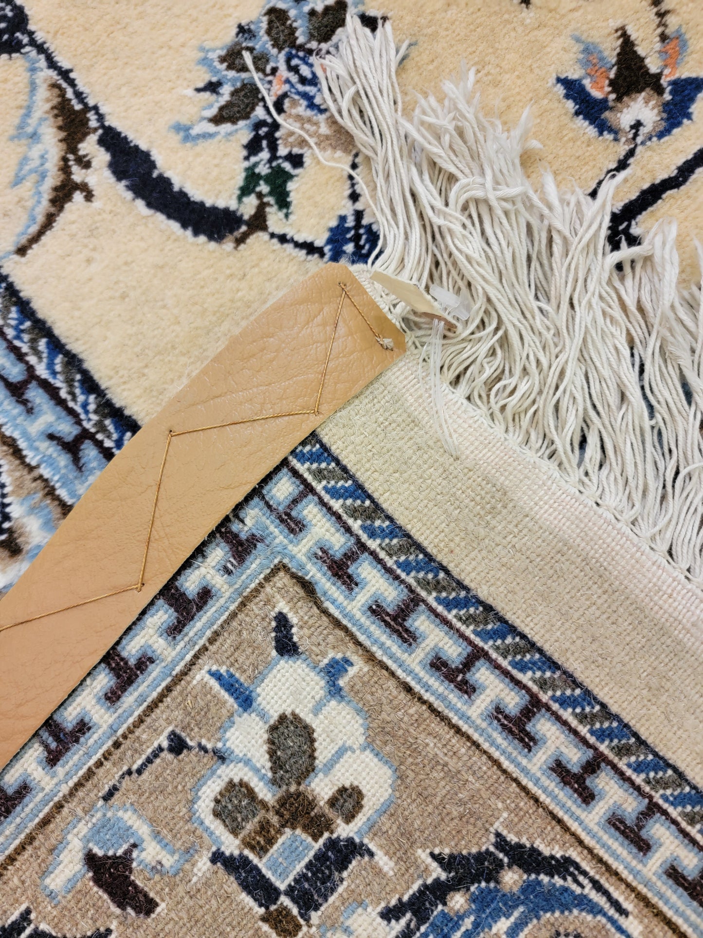Hand-Knotted Wool and Silk Rug Nain 9'9" x 13'1"