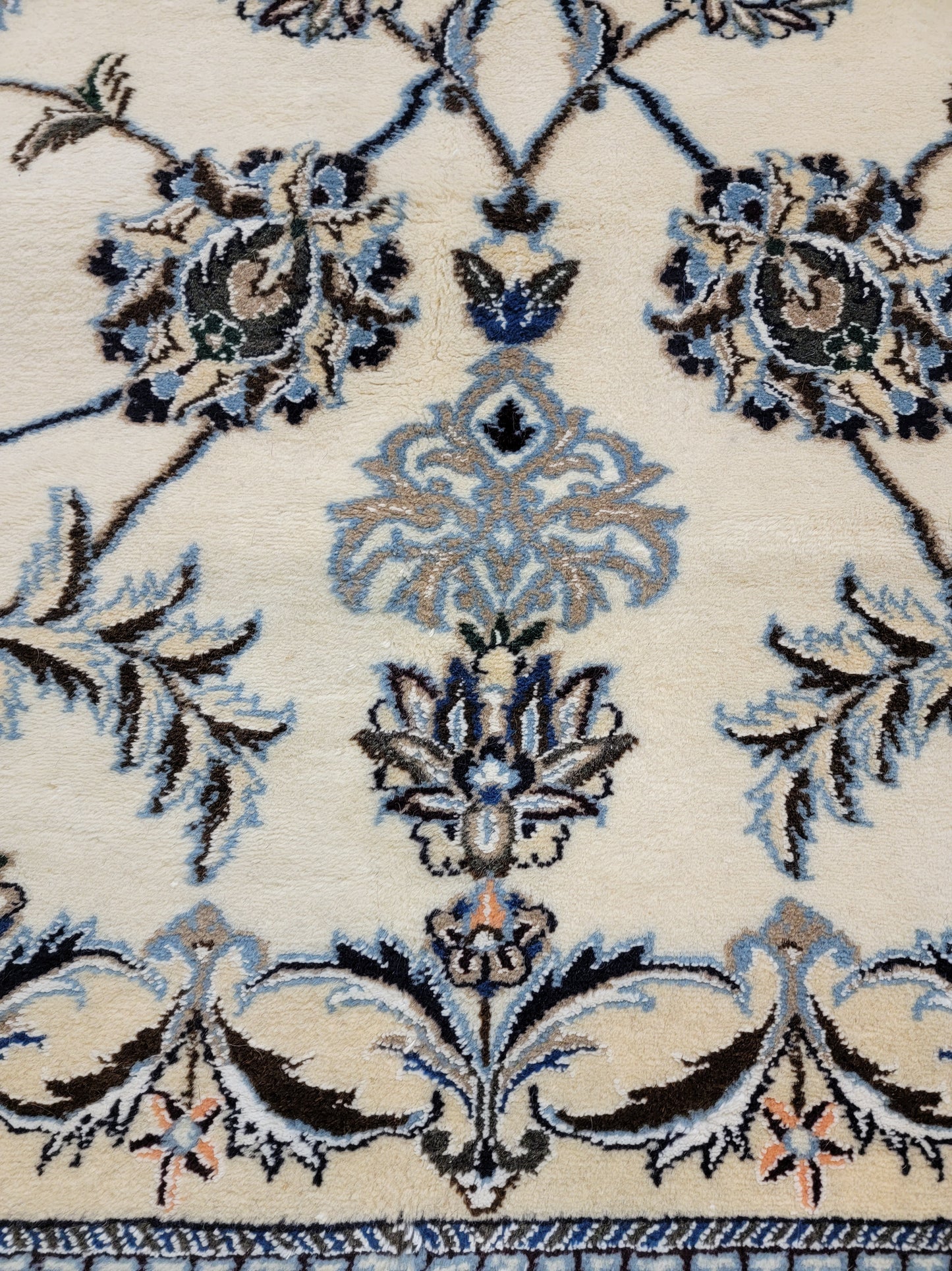 Hand-Knotted Wool and Silk Rug Nain 9'9" x 13'1"