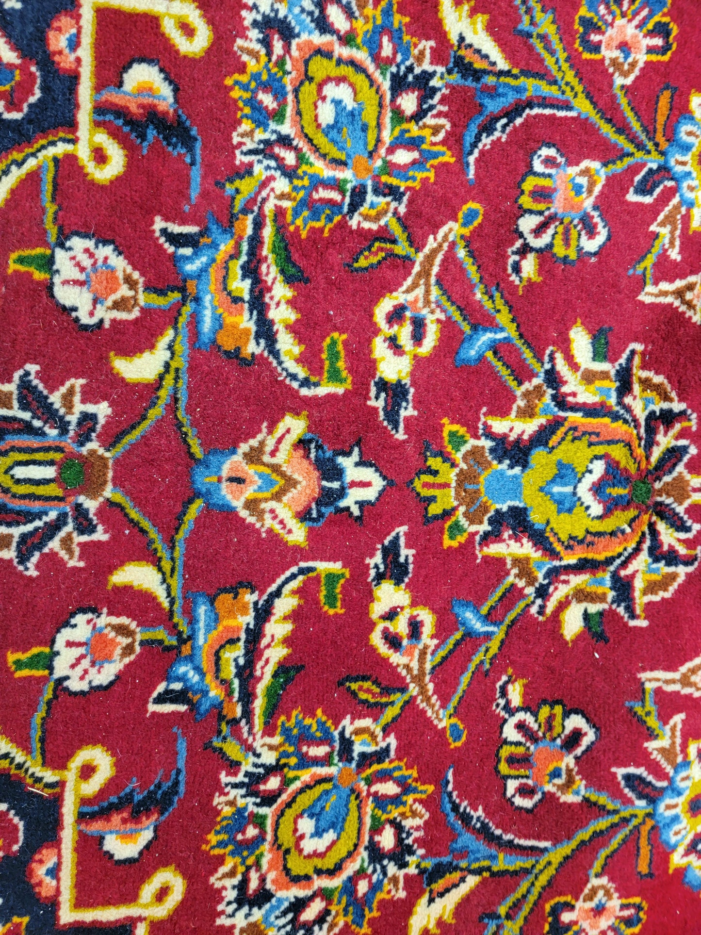 Antique Hand-Knotted Wool Area Rug Original Kashan Oversized 13'2" x 15'11"