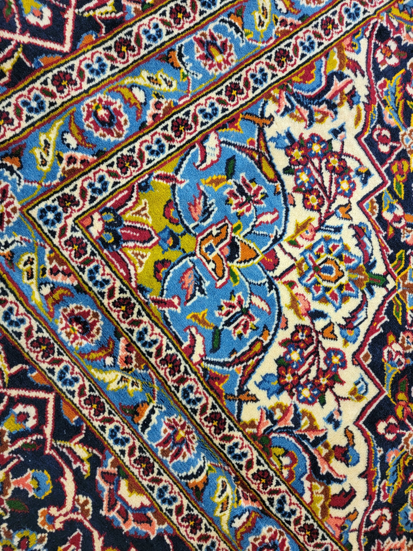 Antique Hand-Knotted Wool Area Rug Original Kashan Oversized 13'2" x 15'11"
