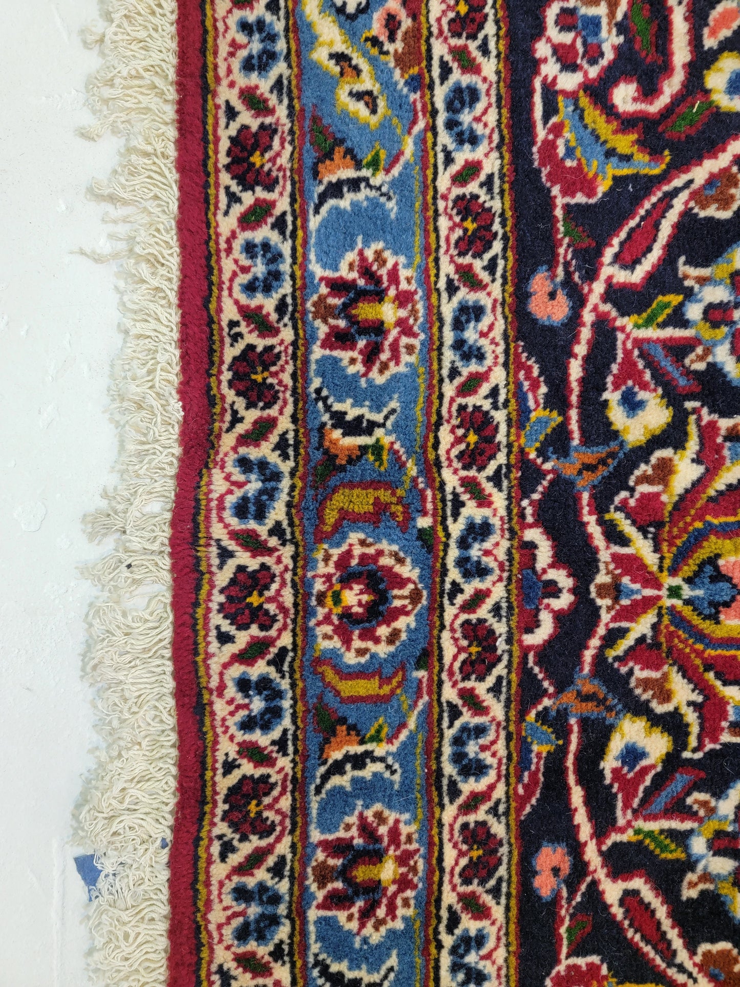 Antique Hand-Knotted Wool Area Rug Original Kashan Oversized 13'2" x 15'11"