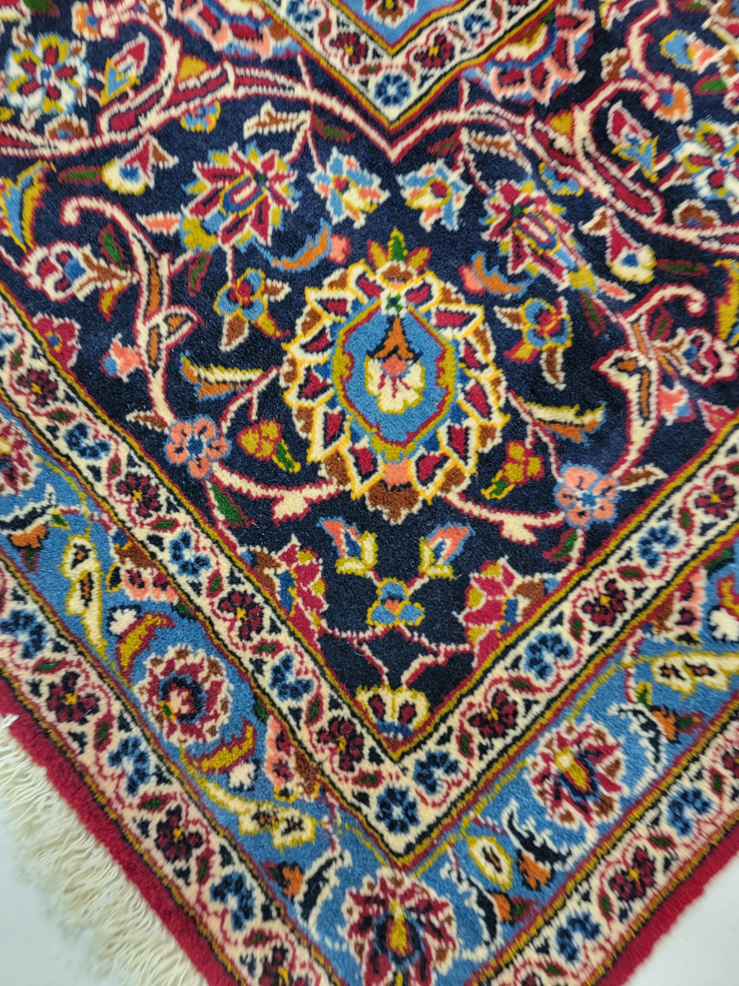 Antique Hand-Knotted Wool Area Rug Original Kashan Oversized 13'2" x 15'11"