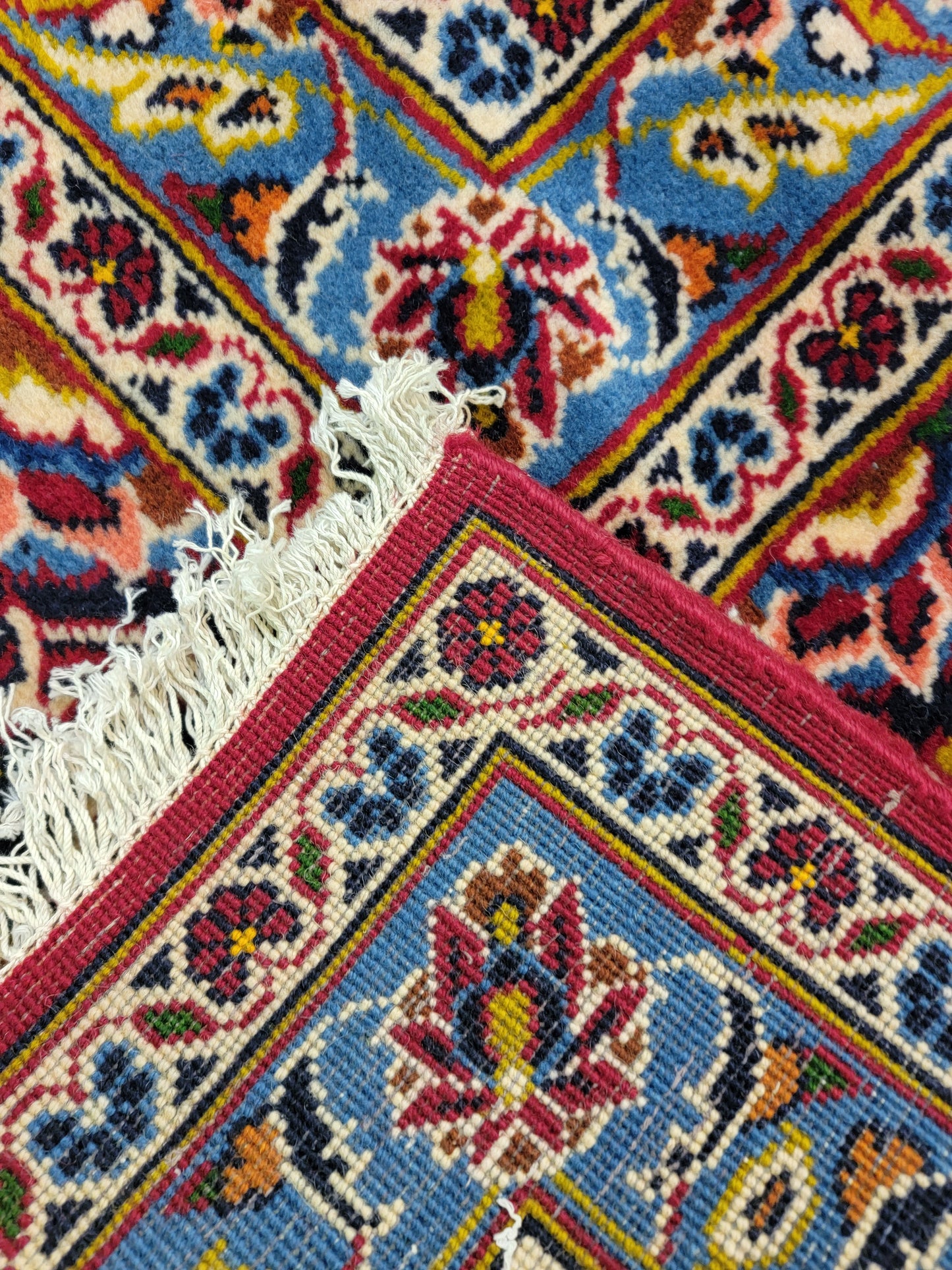 Antique Hand-Knotted Wool Area Rug Original Kashan Oversized 13'2" x 15'11"