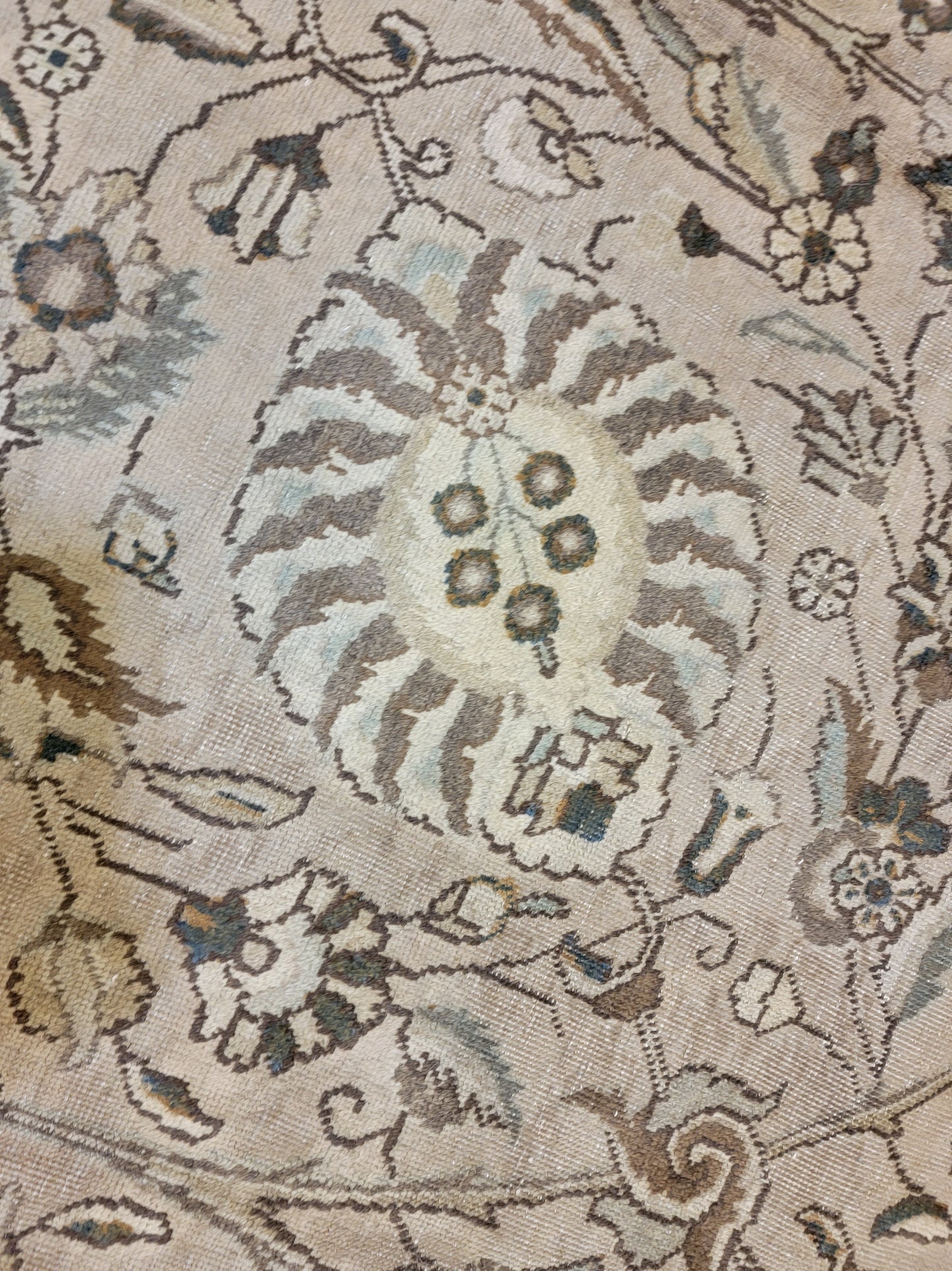 Antique Hand-Knotted Wool Area Rug Tabriz 12'6" x 19'7"