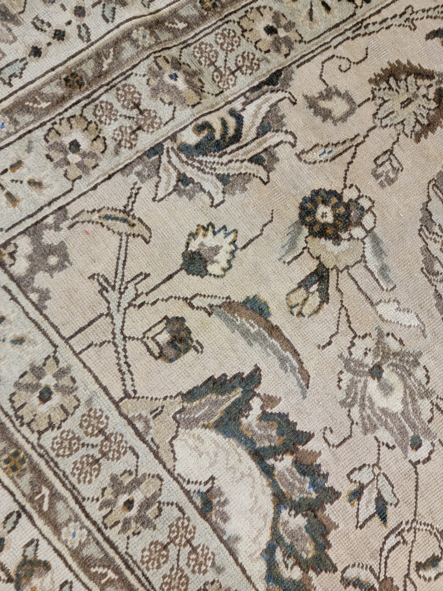 Antique Hand-Knotted Wool Area Rug Tabriz 12'6" x 19'7"