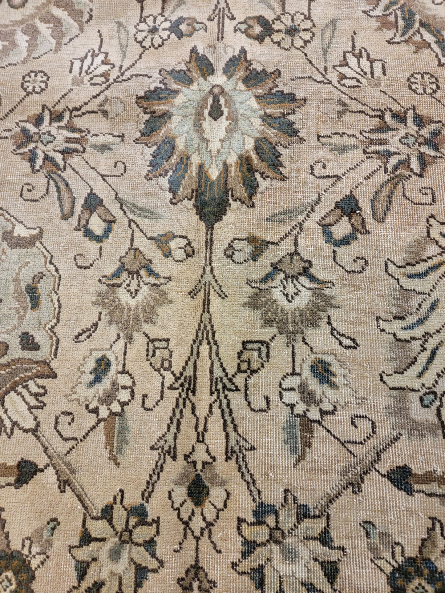 Antique Hand-Knotted Wool Area Rug Tabriz 12'6" x 19'7"