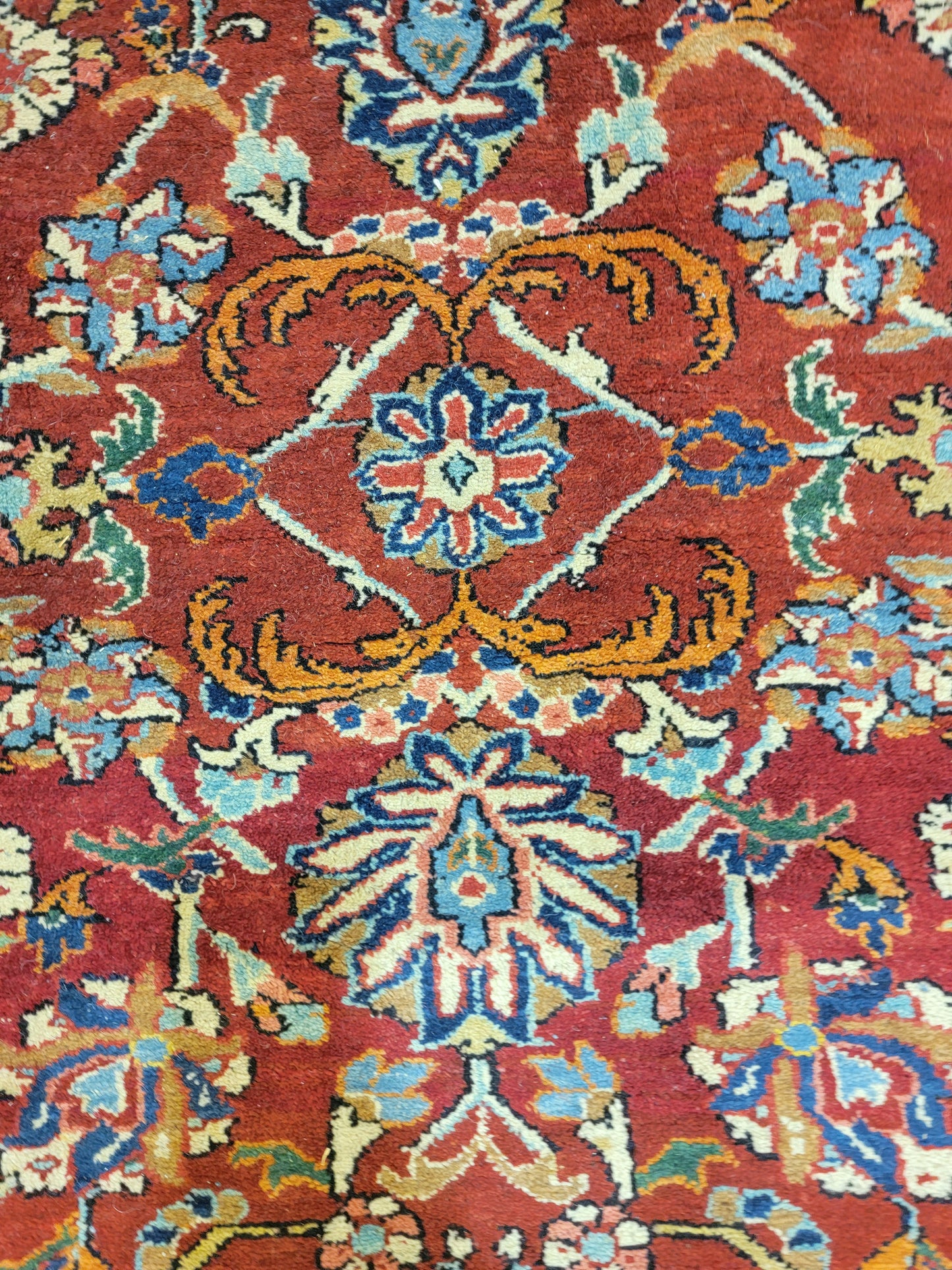 Antique Hand-Knotted Wool Area Rug Mahal 11'10" x 15'