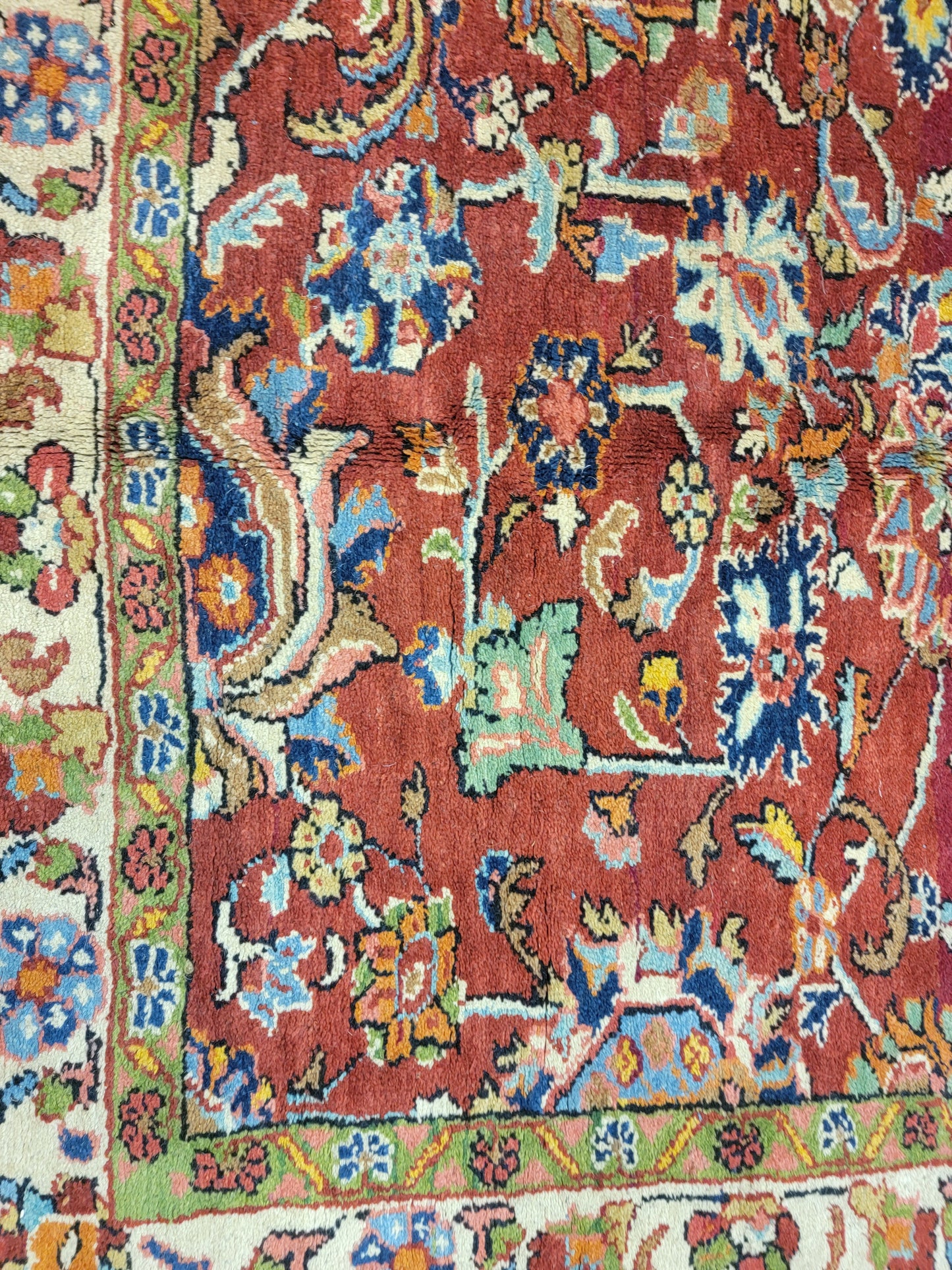 Antique Hand-Knotted Wool Area Rug Mahal 11'10" x 15'