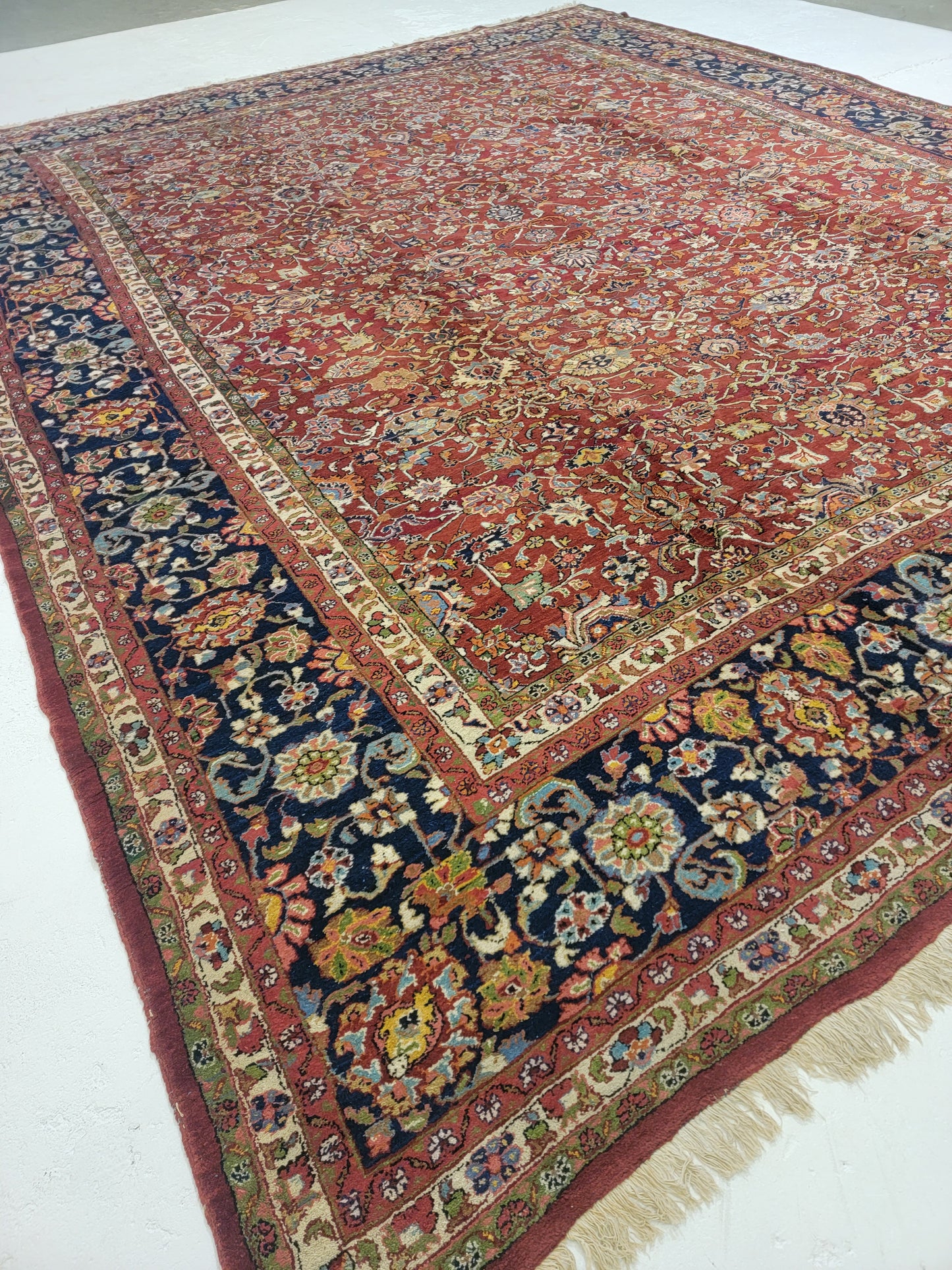 Antique Hand-Knotted Wool Area Rug Mahal 11'10" x 15'