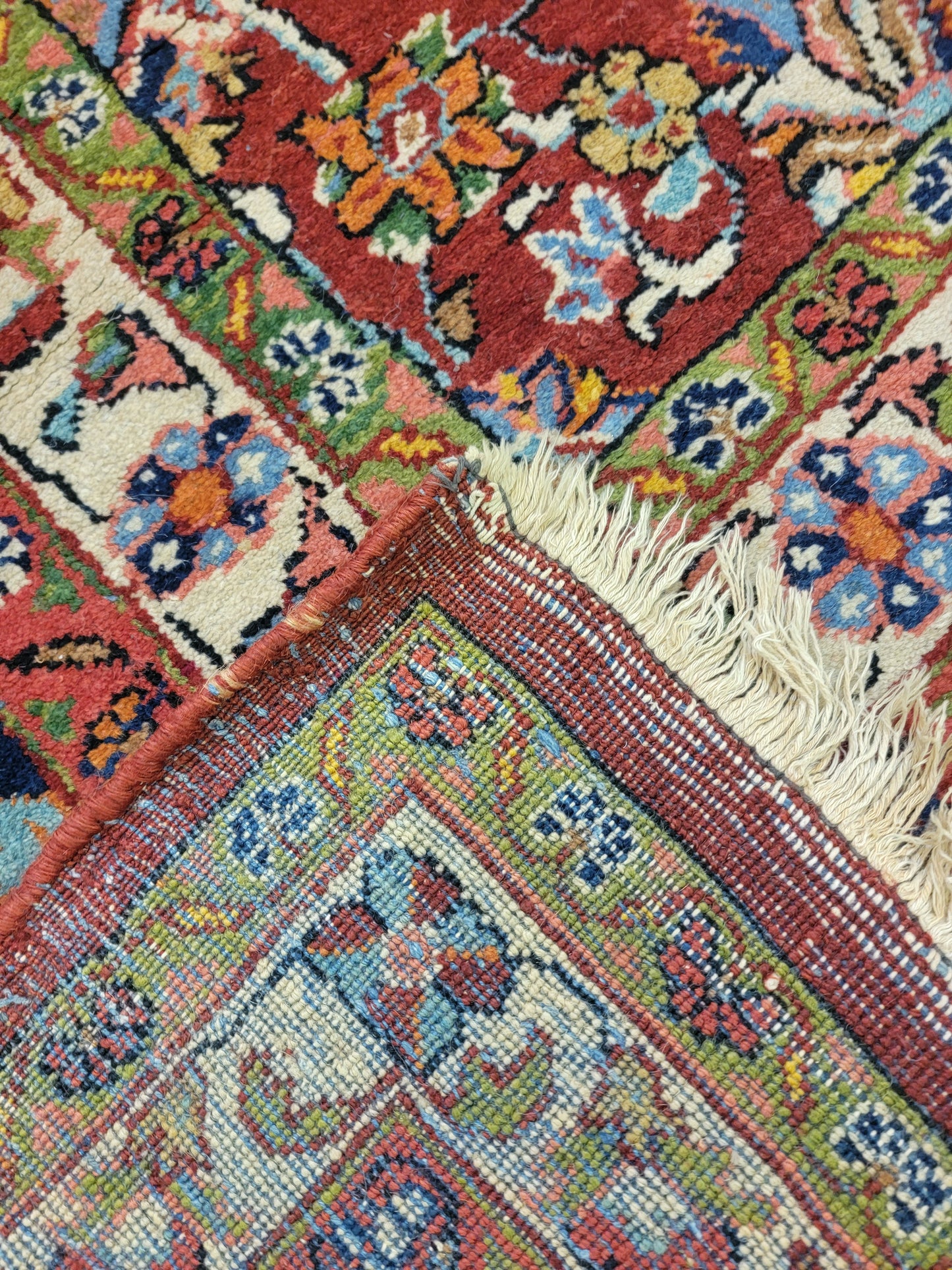 Antique Hand-Knotted Wool Area Rug Mahal 11'10" x 15'