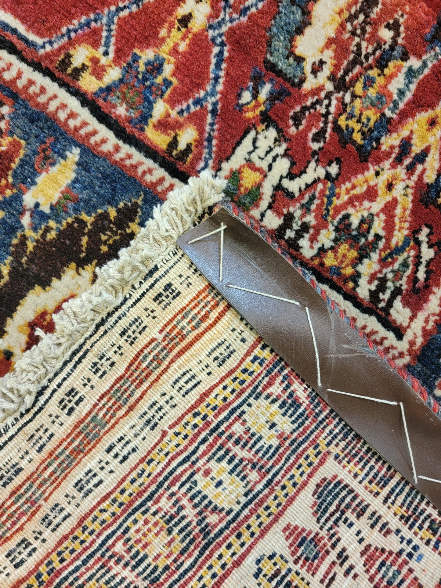 Antique Hand-Knotted Wool Area Rug Ghashghai Mahi Extremely Rare 11'7" x 17'