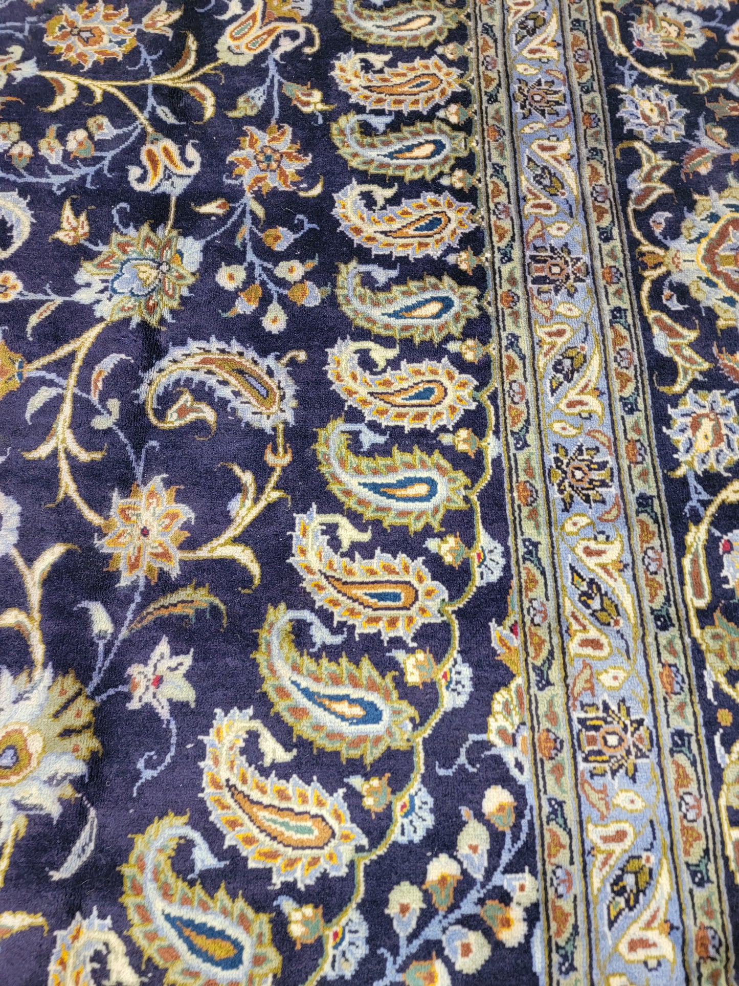 Antique Hand-Knotted Wool Area Rug Kashan Signed Rug 10'2" x 15'10"