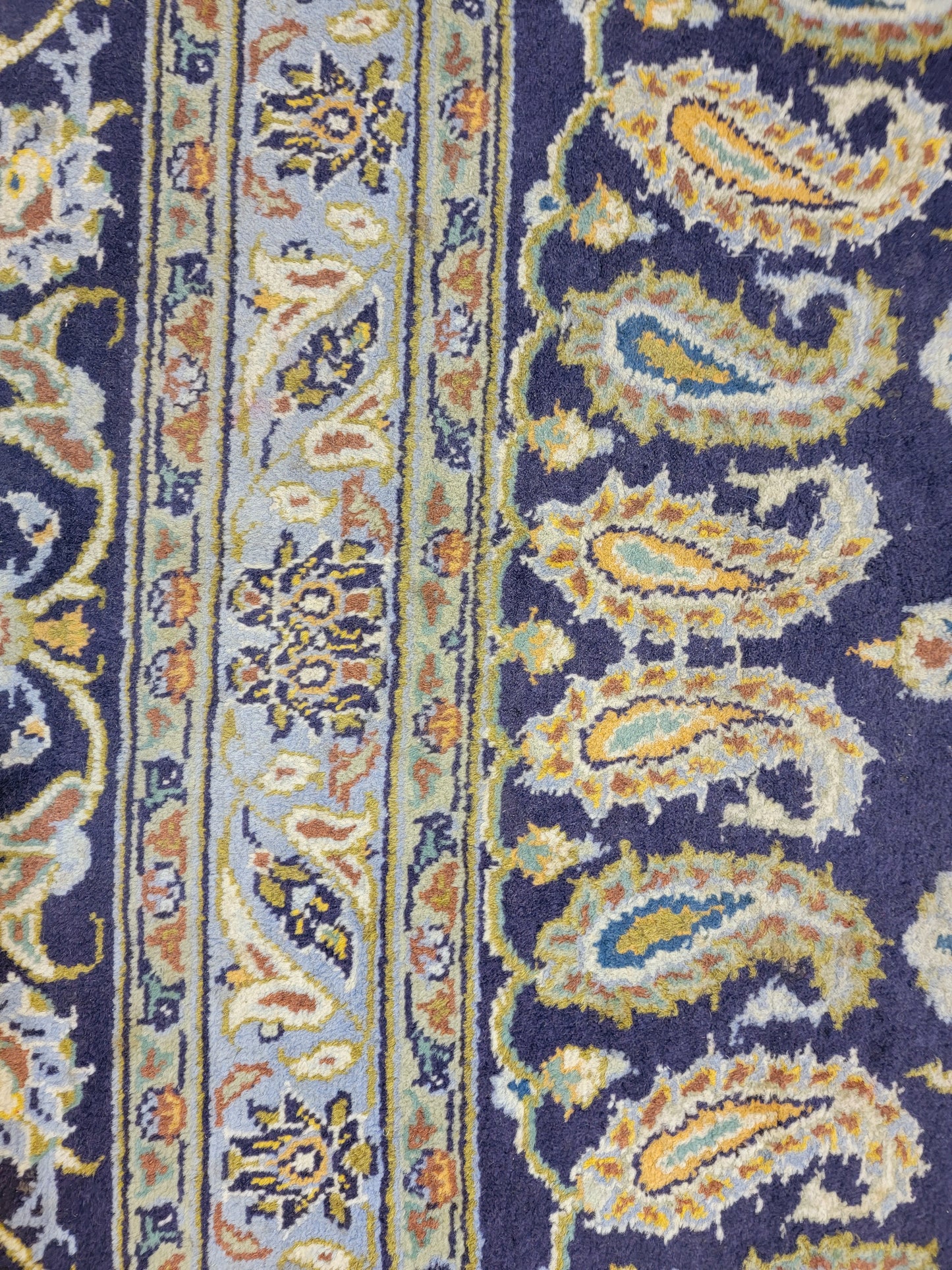 Antique Hand-Knotted Wool Area Rug Kashan Signed Rug 10'2" x 15'10"