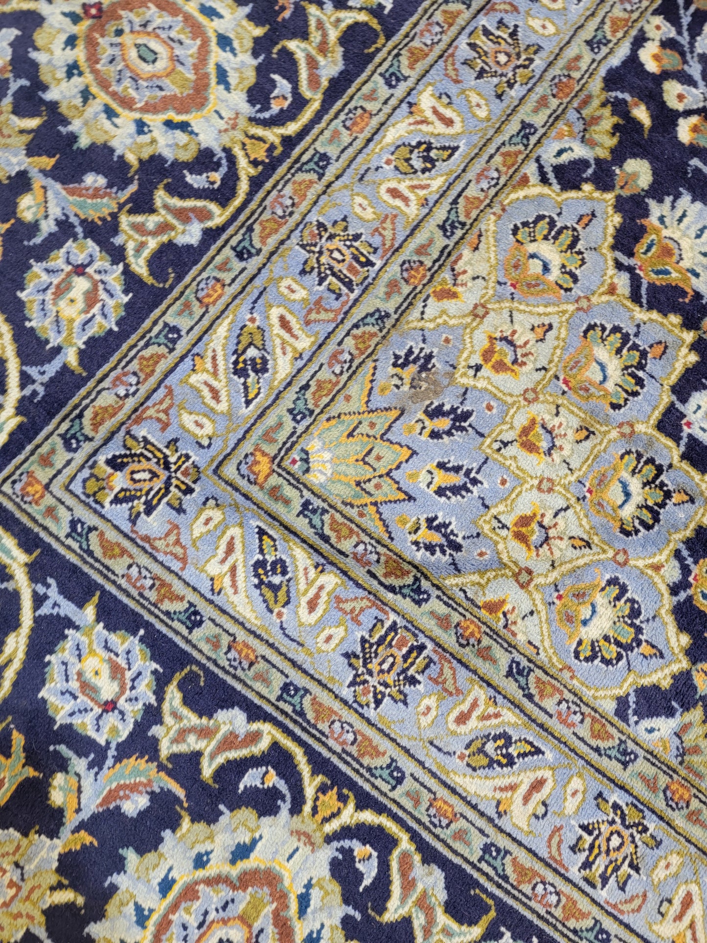 Antique Hand-Knotted Wool Area Rug Kashan Signed Rug 10'2" x 15'10"
