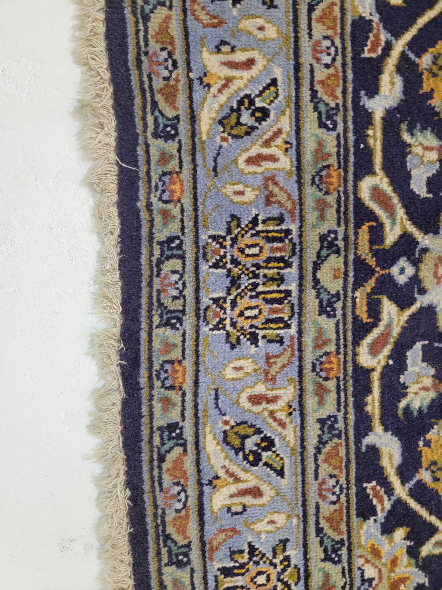 Antique Hand-Knotted Wool Area Rug Kashan Signed Rug 10'2" x 15'10"