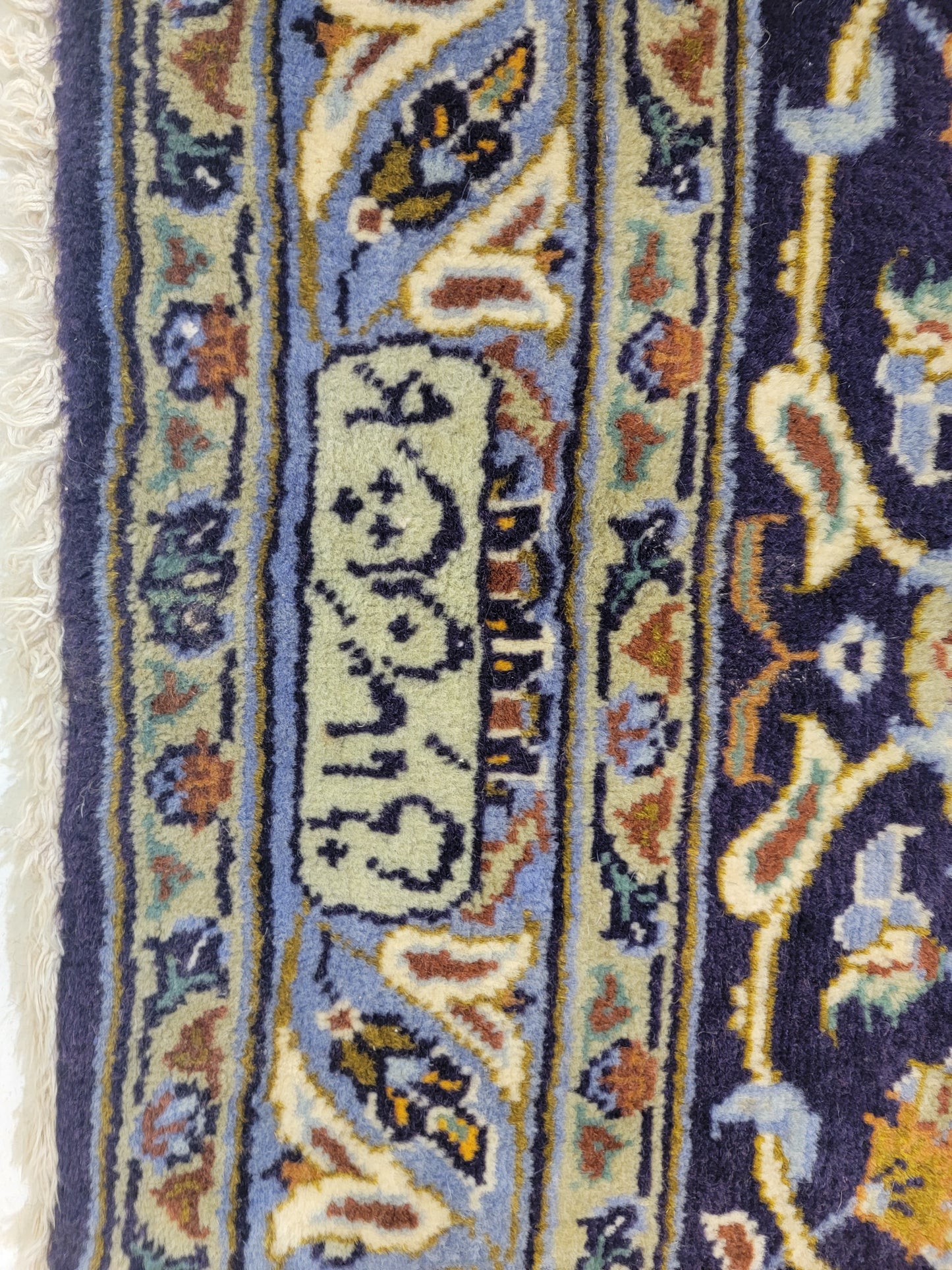 Antique Hand-Knotted Wool Area Rug Kashan Signed Rug 10'2" x 15'10"