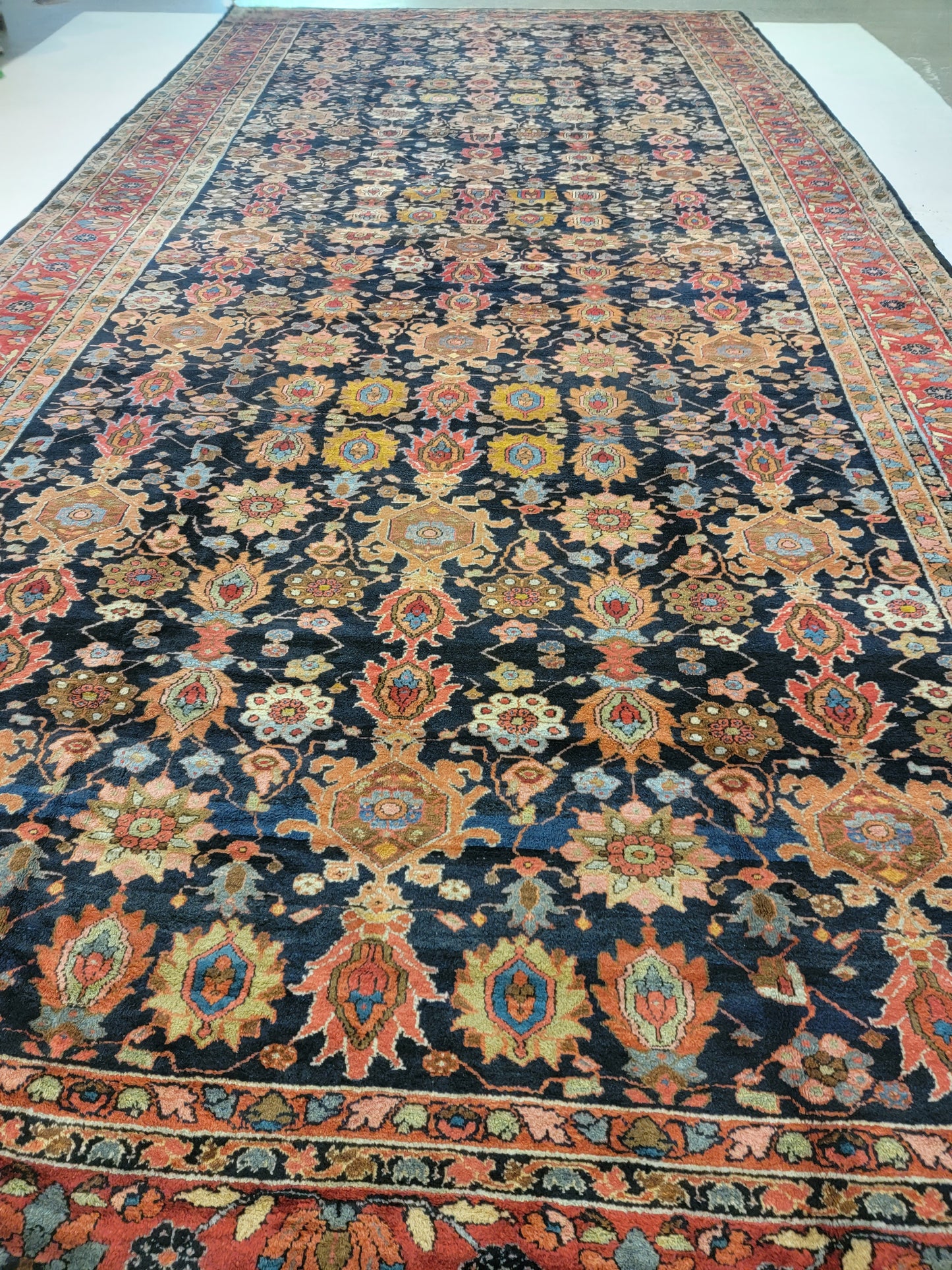 Antique Hand-Knotted Wool Area Rug Bijar 11'6" x 24'4"