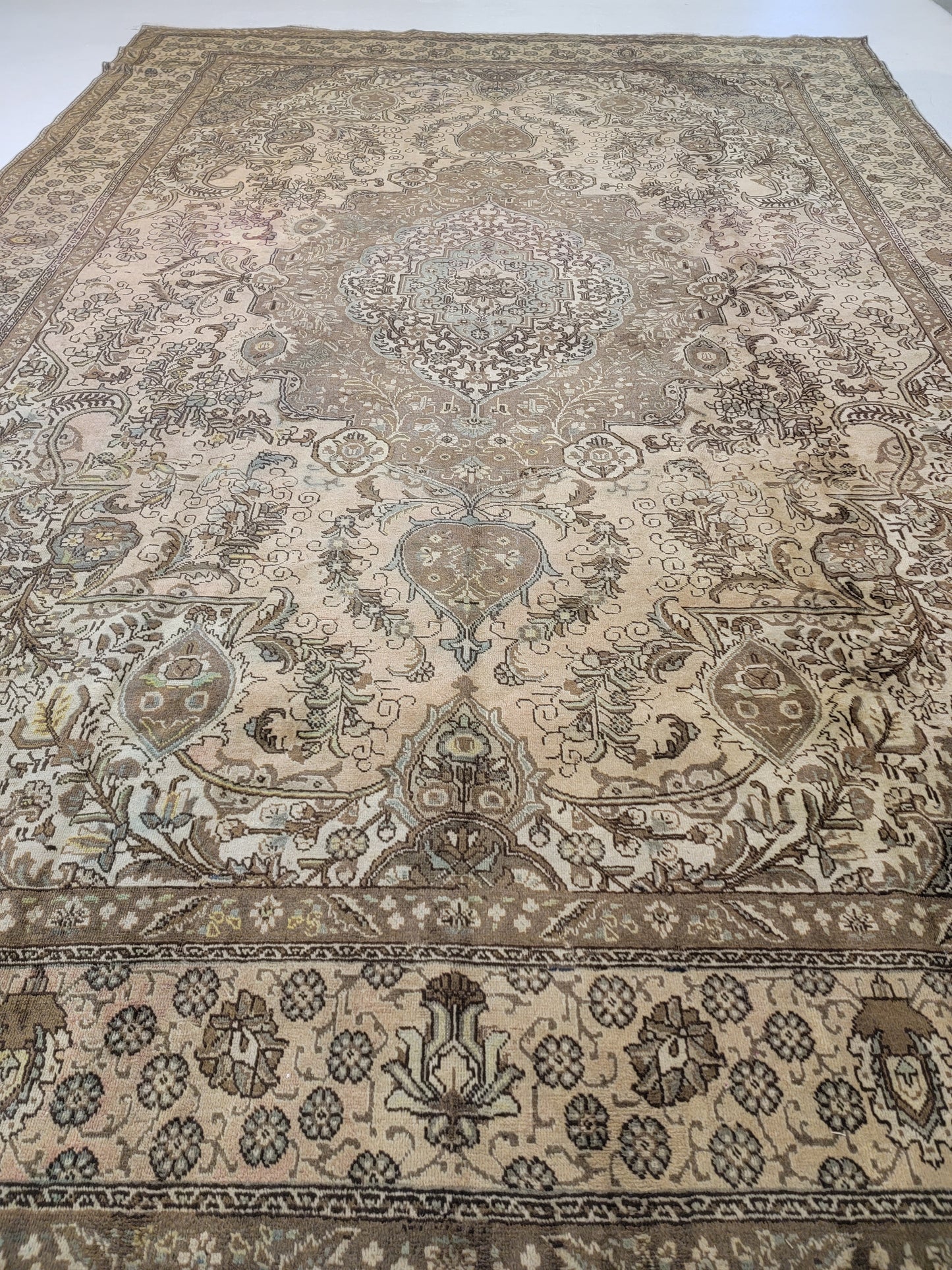 Antique Hand-Knotted Wool Area Rug Tabriz 11'3" x 16'3"
