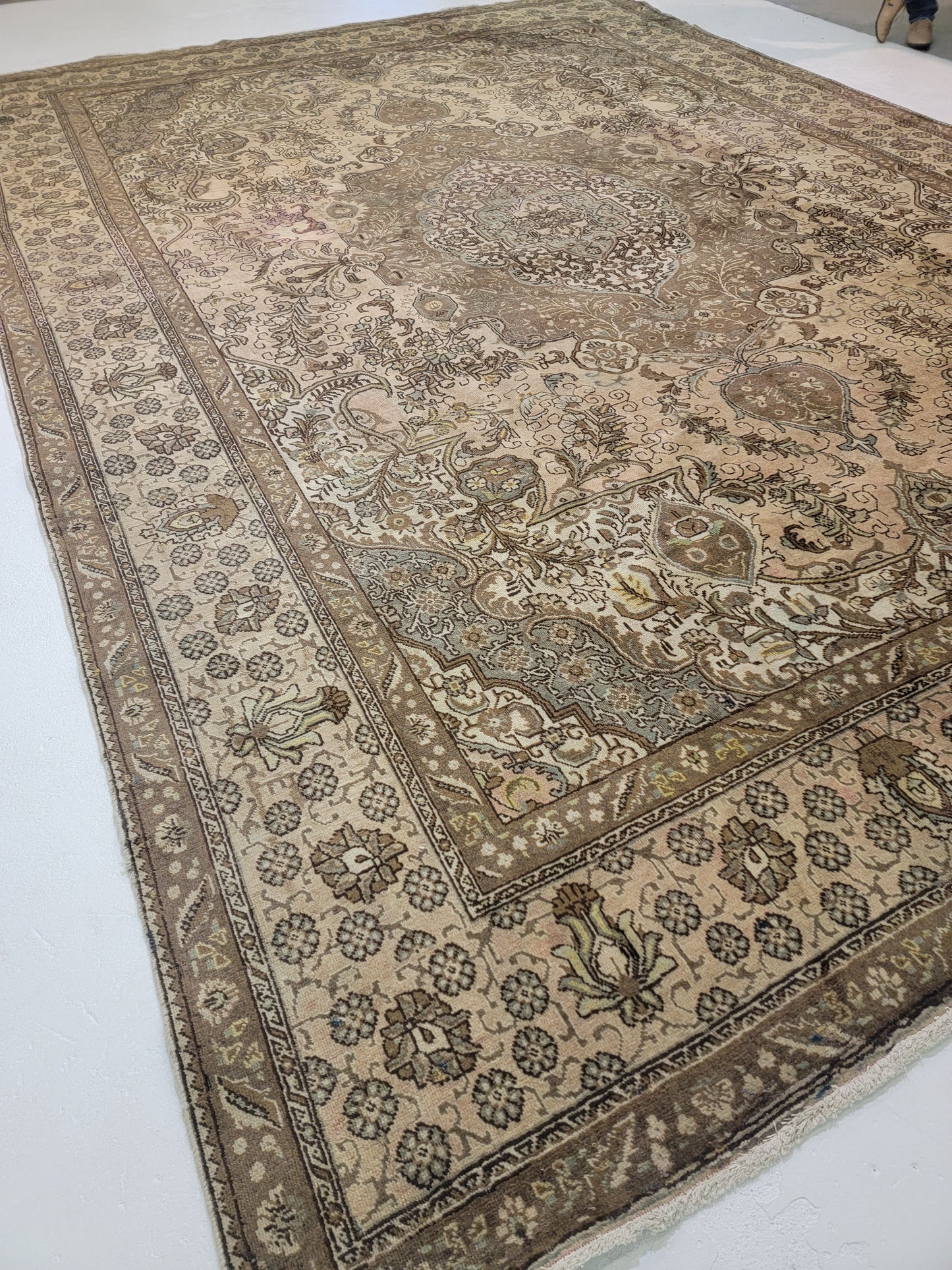 Antique Hand-Knotted Wool Area Rug Tabriz 11'3" x 16'3"